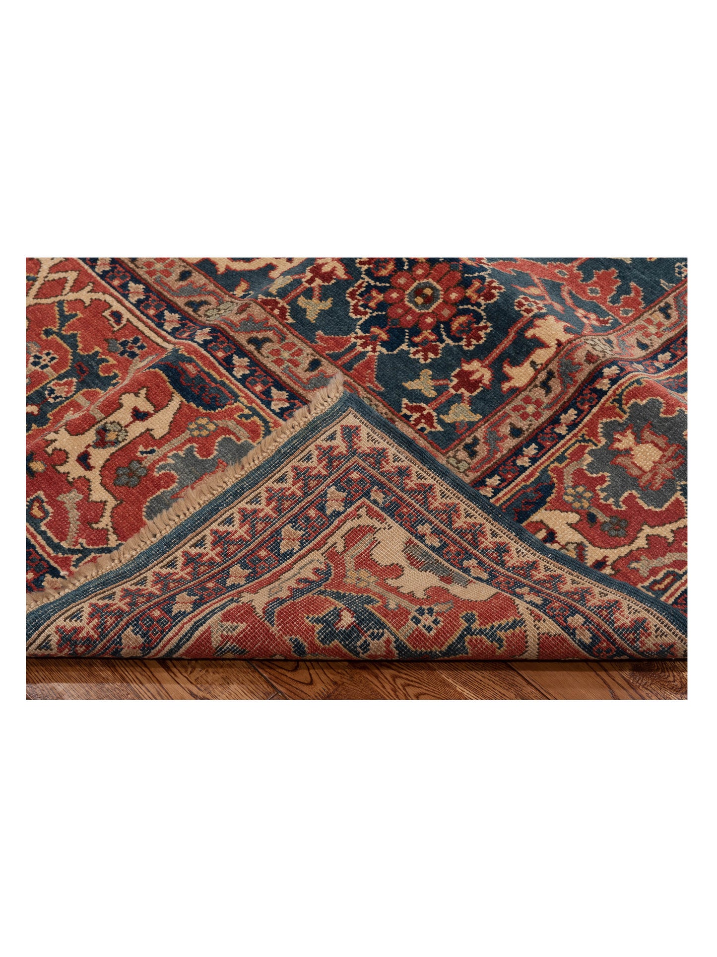 Pasha Antique Loom 120664 Blue Red Traditional Hand Knotted Rug