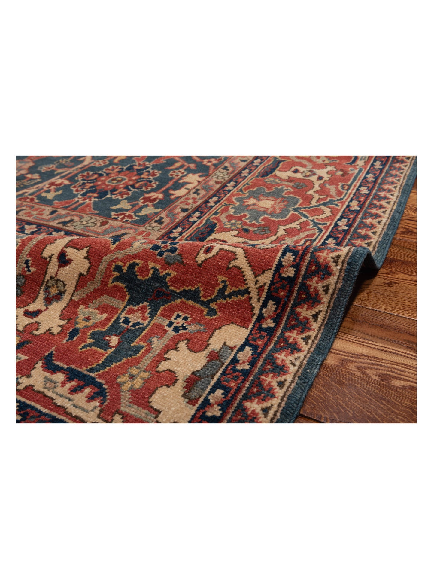 Pasha Antique Loom 120664 Blue Red Traditional Hand Knotted Rug