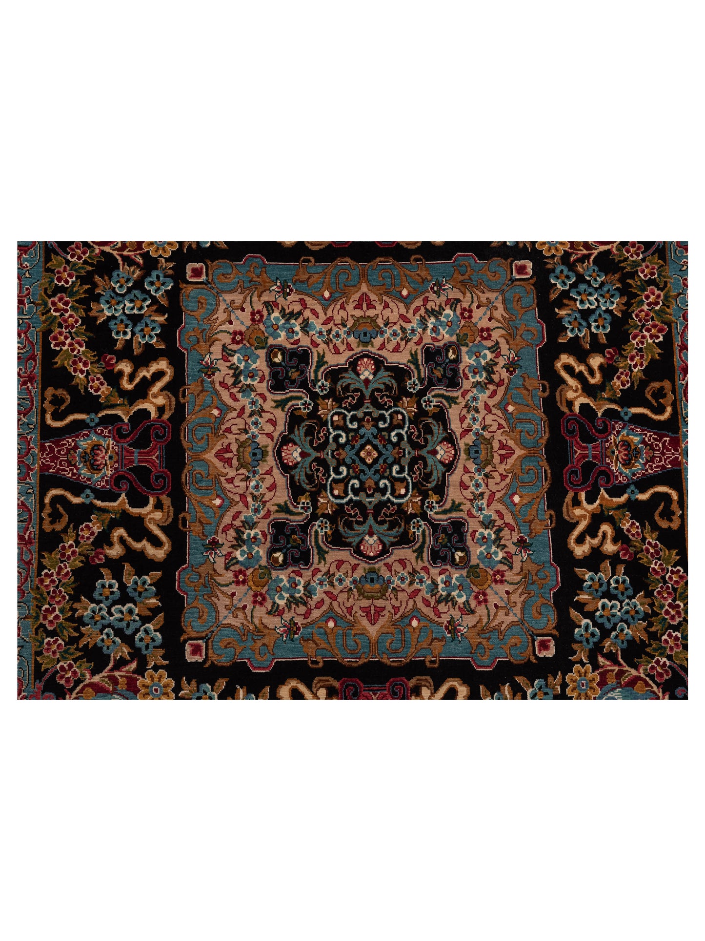 Pasha Ozipek Hereke Silk 120807 Black Blue Traditional Hand Knotted Rug