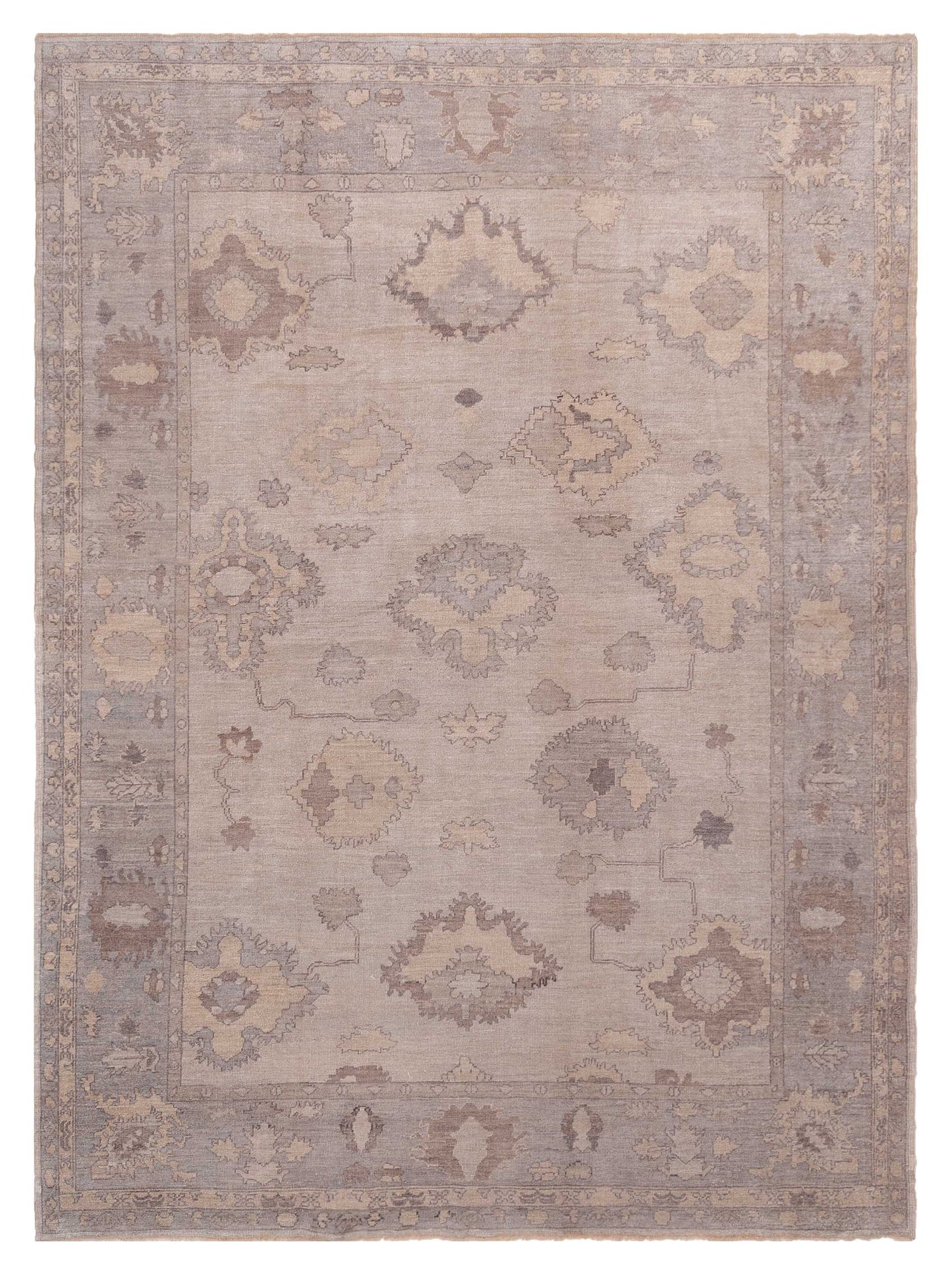 Authentic Angora Oushak Hande Ivory Traditional Hand Knotted Rug