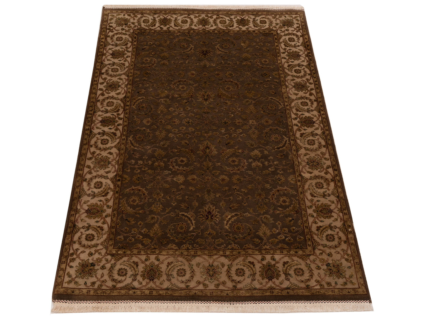 Rajpur Imperial Silk 121036 Brown Beige Traditional Hand Knotted Rug