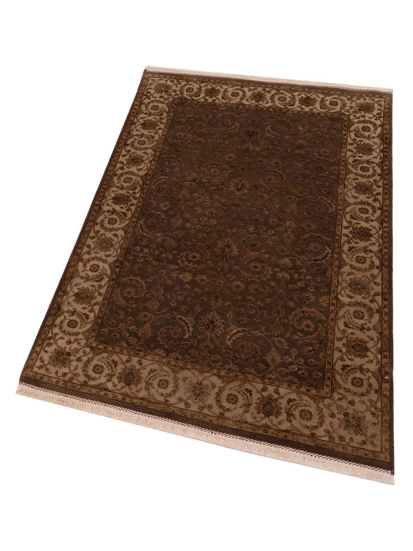 Rajpur Imperial Silk 121036 Brown Beige Traditional Hand Knotted Rug