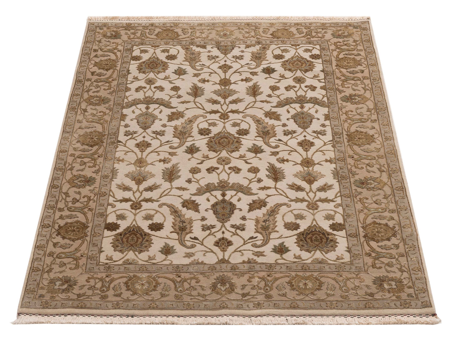 Rajpur Imperial Silk 121039 Ivory Cream Traditional Hand Knotted Rug