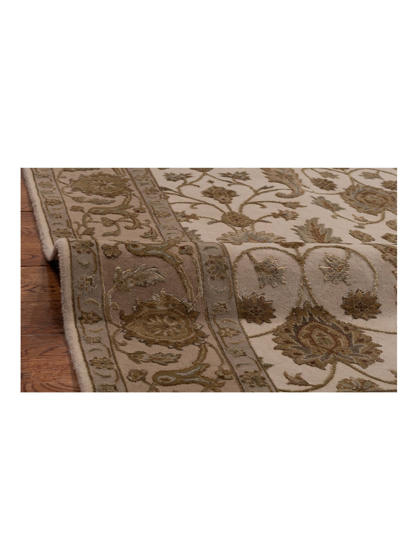 Rajpur Imperial Silk 121039 Ivory Cream Traditional Hand Knotted Rug