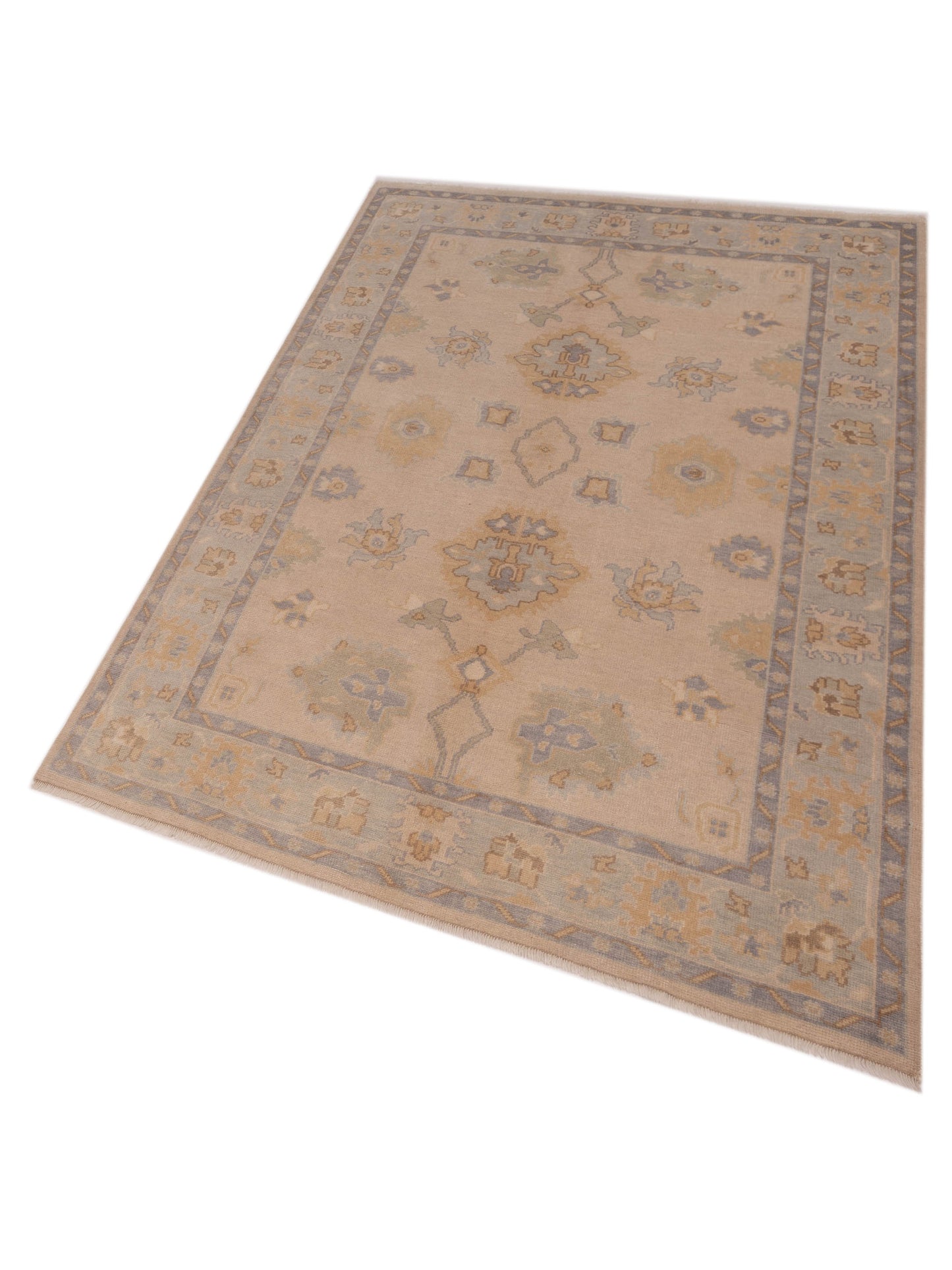 Rajpur Oushak Shah 121566 Ivory Silver Traditional Hand Knotted Rug