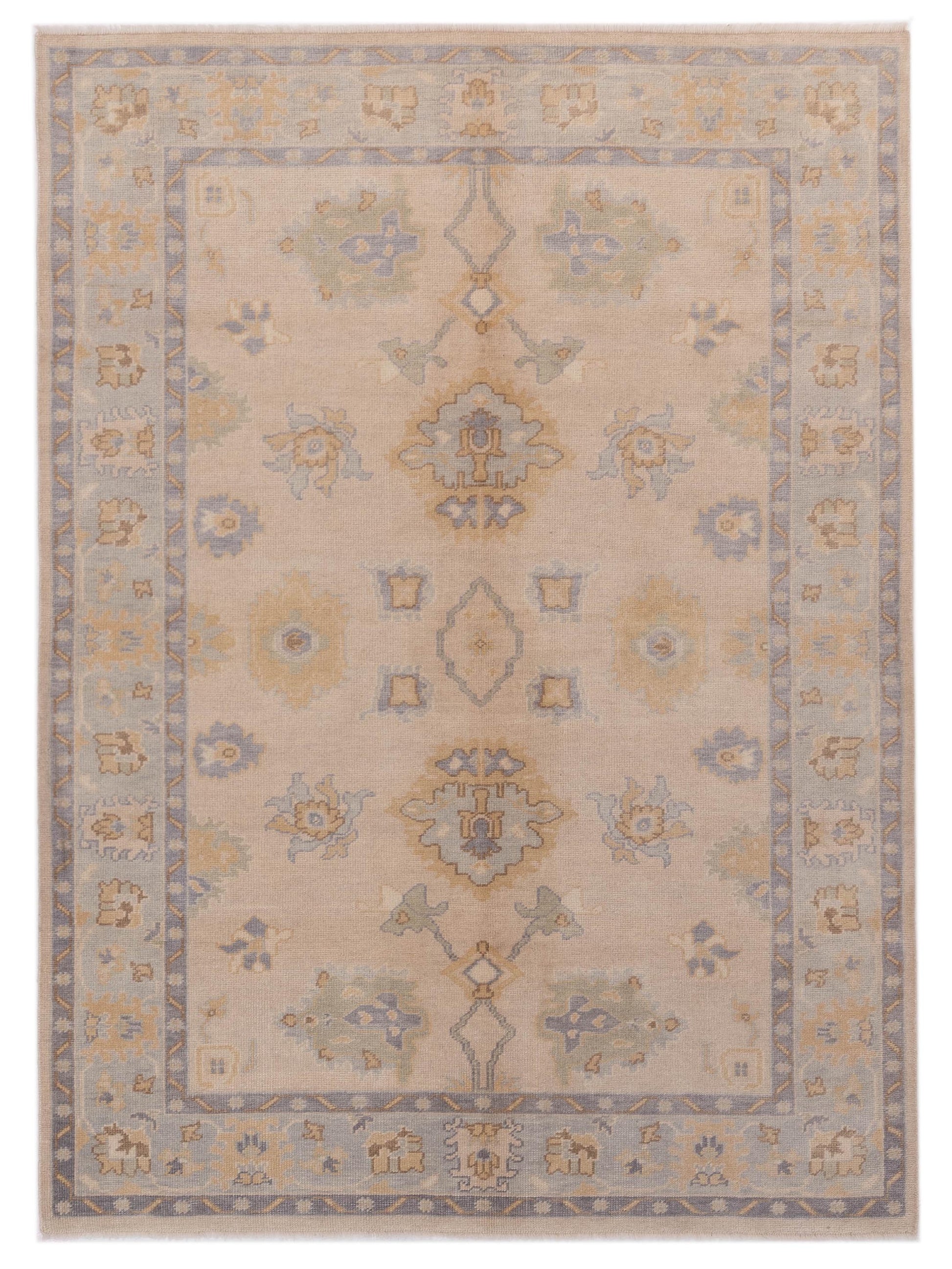 Rajpur Oushak Shah 121566 Ivory Traditional Hand Knotted Rug