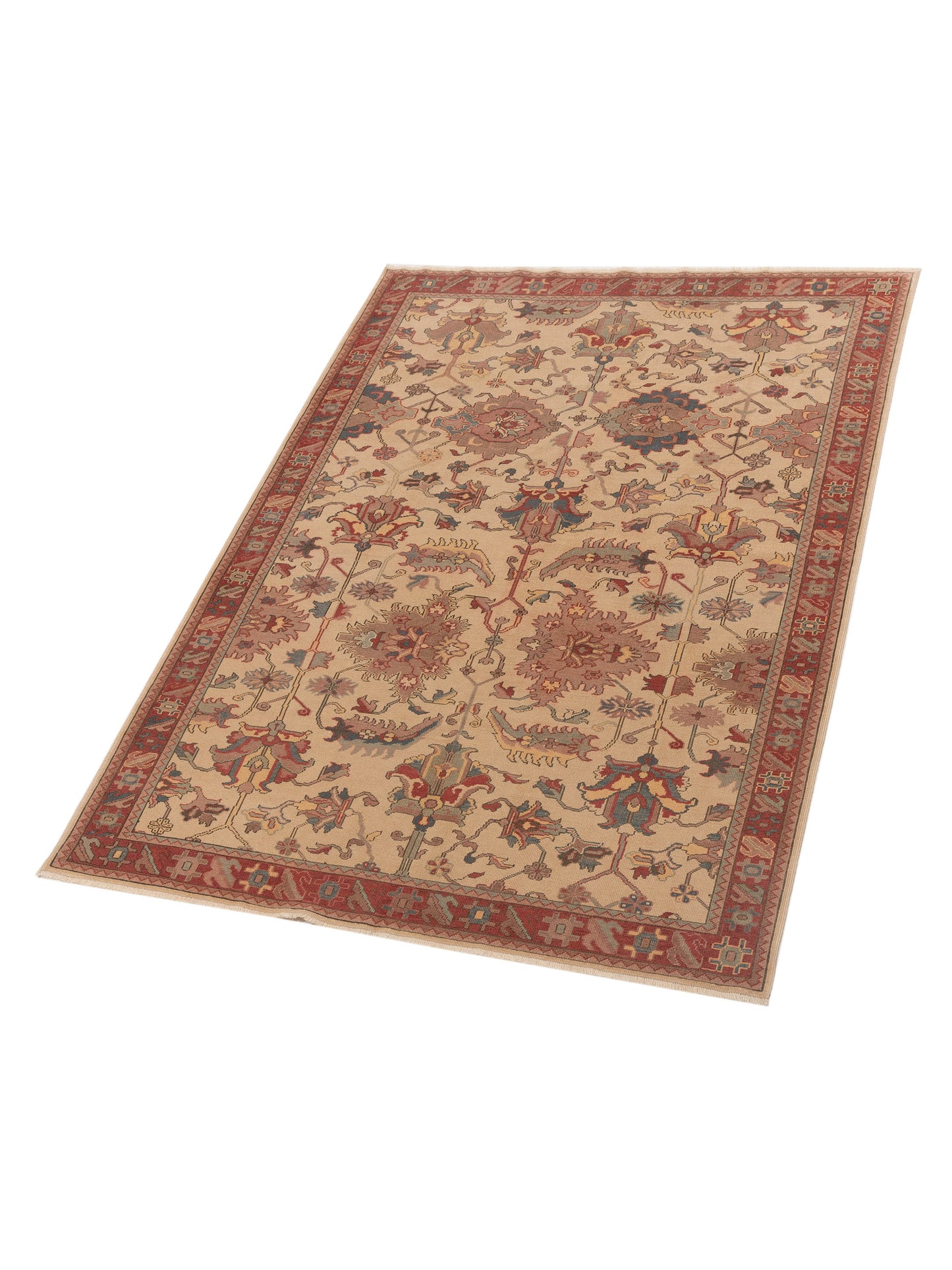 Pasha Antique Loom 121579 Beige Rust Transitional Hand Knotted Rug