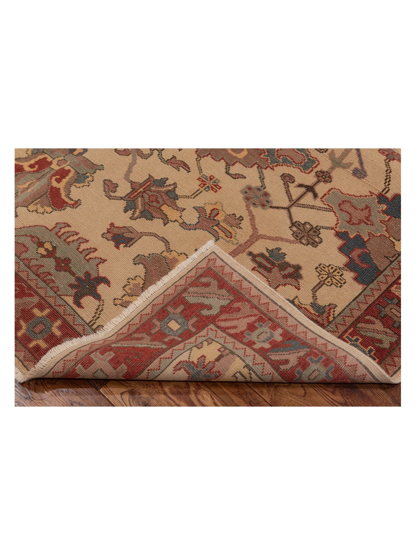 Pasha Antique Loom 121579 Beige Rust Transitional Hand Knotted Rug