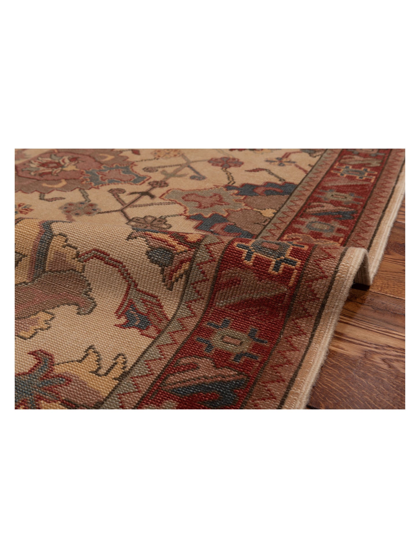 Pasha Antique Loom 121579 Beige Rust Transitional Hand Knotted Rug