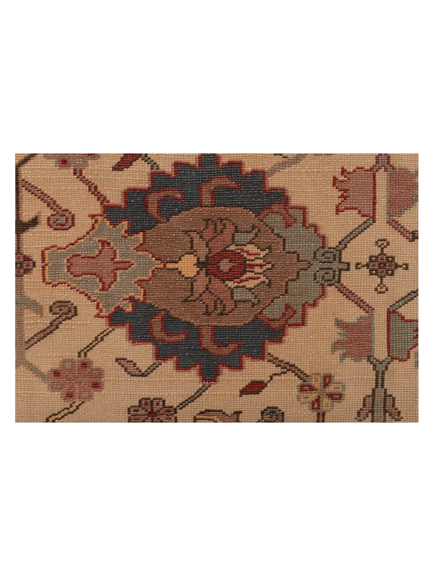 Pasha Antique Loom 121579 Beige Rust Transitional Hand Knotted Rug