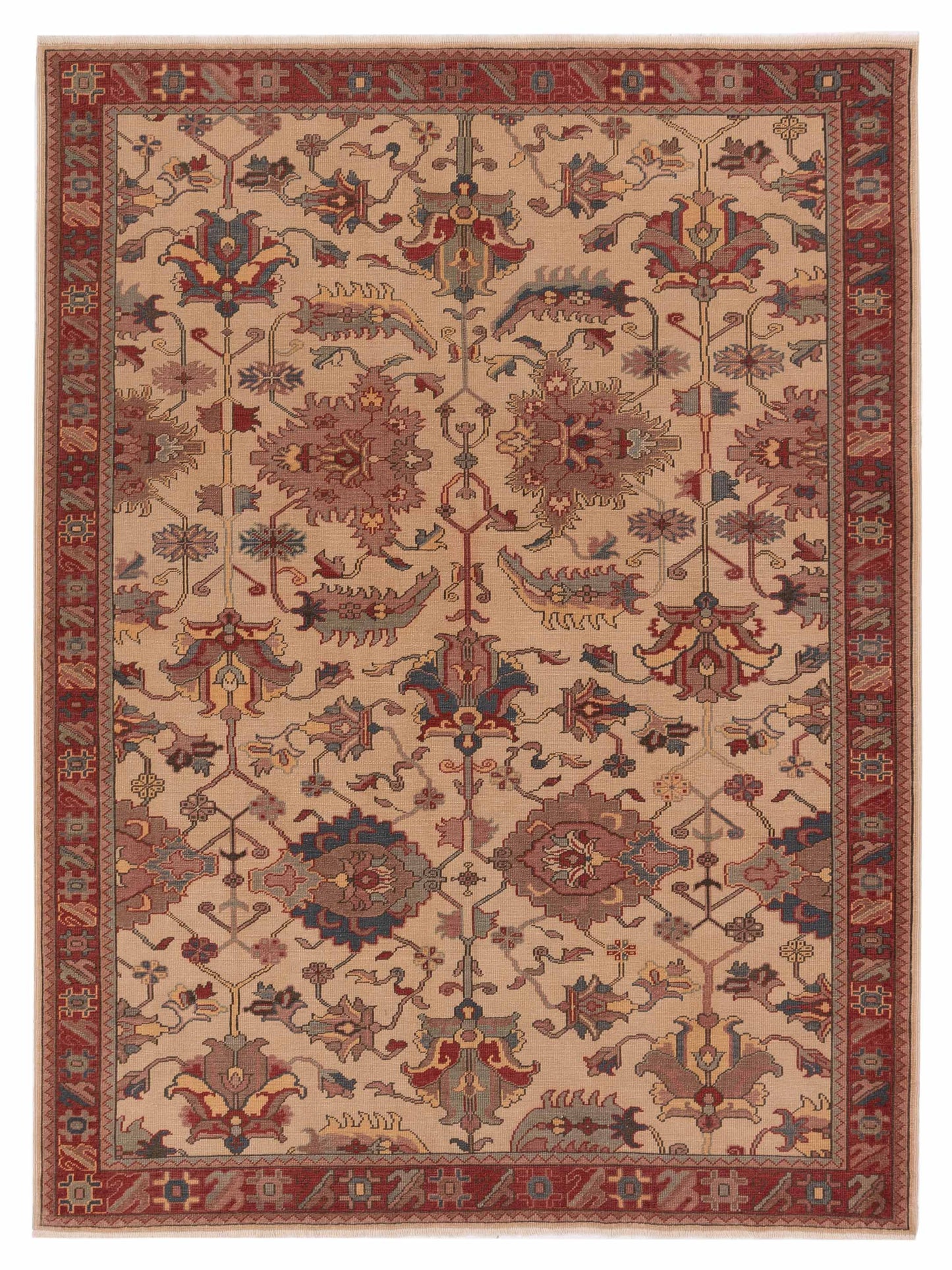 Pasha Antique Loom 121579 Beige Transitional Hand Knotted Rug