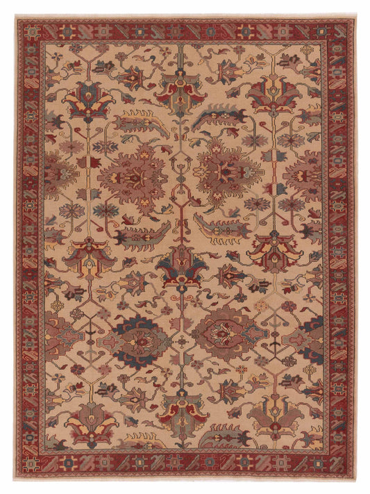 Pasha Antique Loom 121579 Beige Transitional Hand Knotted Rug