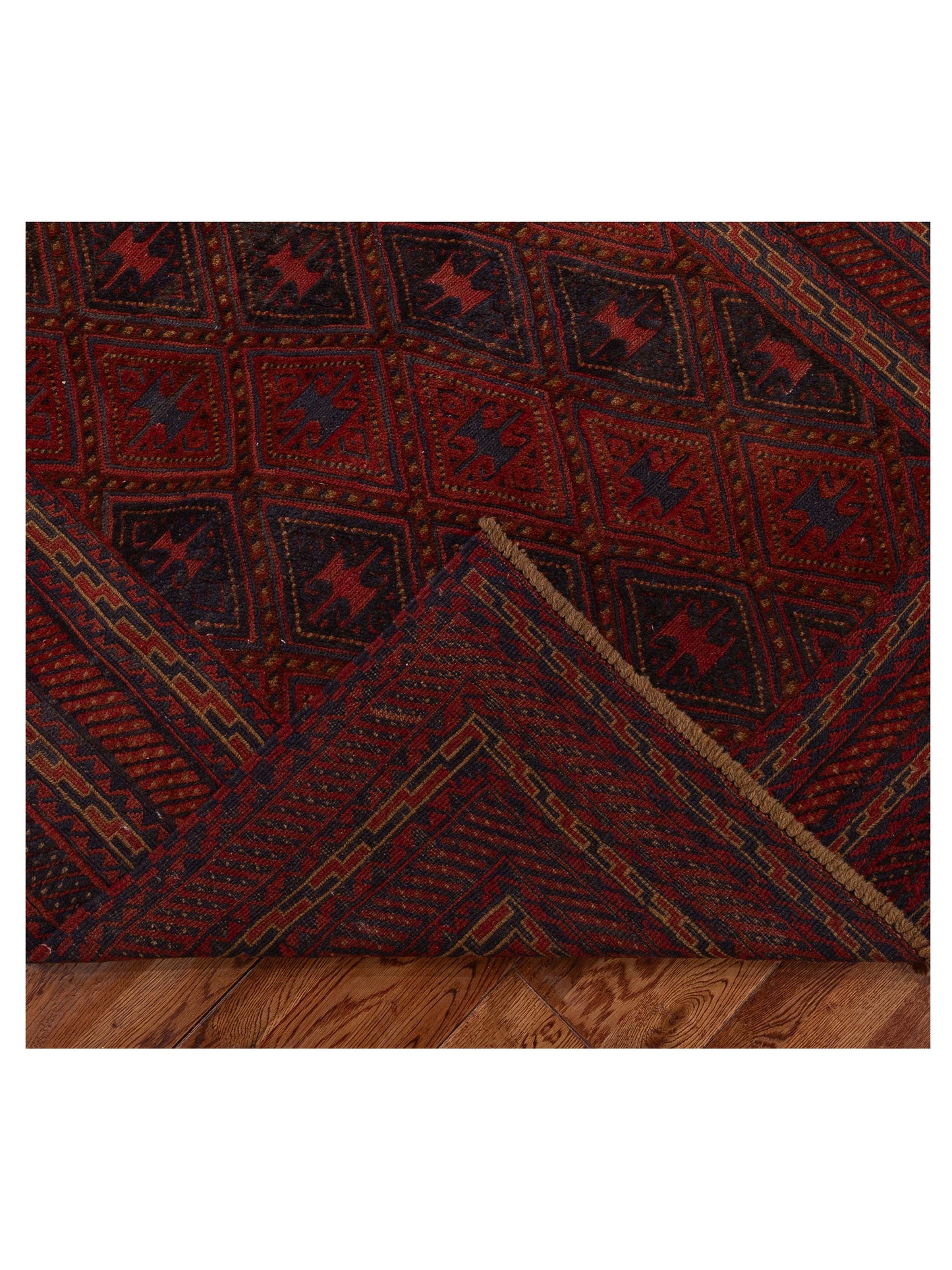 Nomad Afghan Soumak 121808 Charcoal Red Tribal Hand Woven Rug