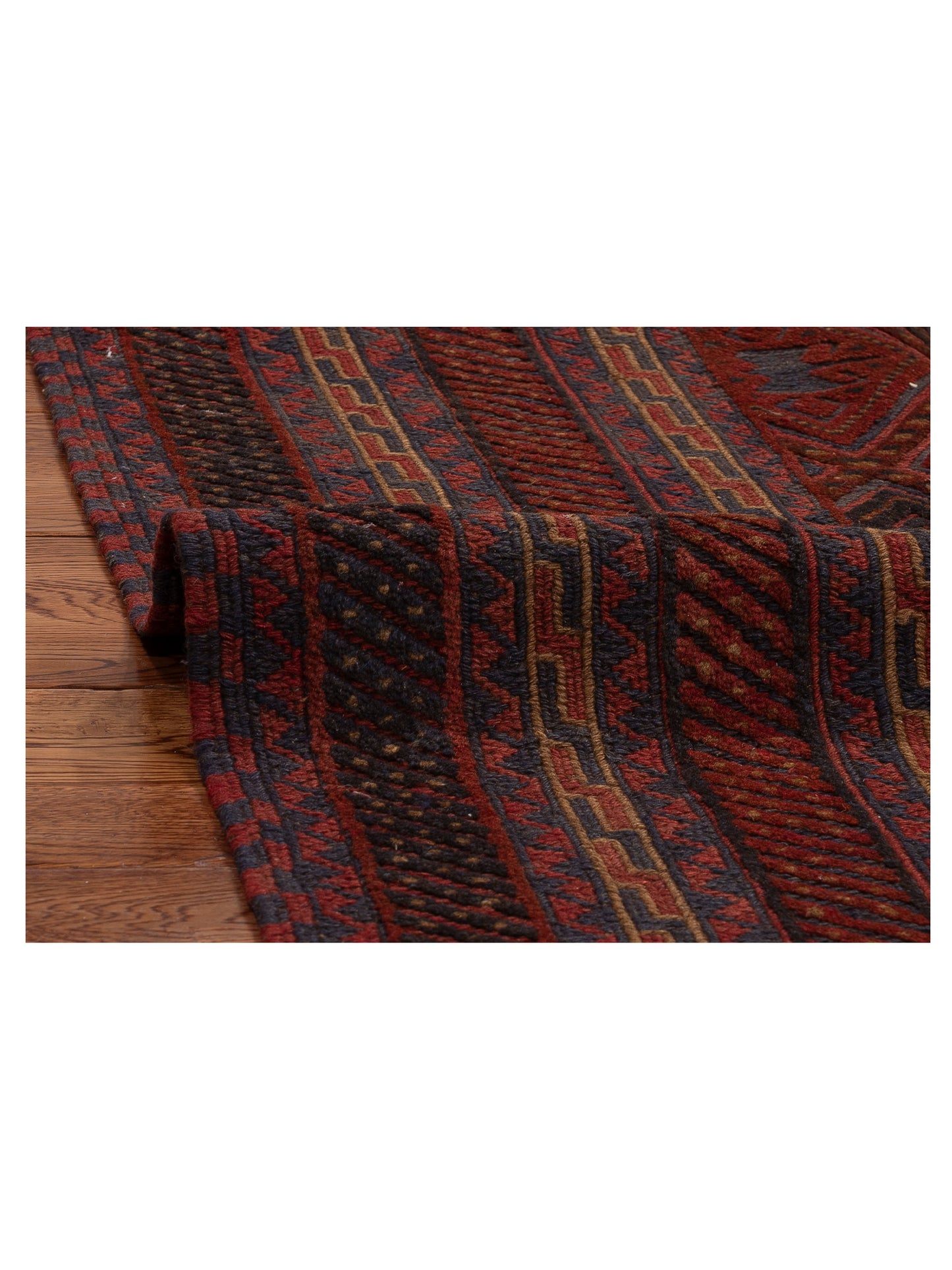 Nomad Afghan Soumak 121808 Charcoal Red Tribal Hand Woven Rug