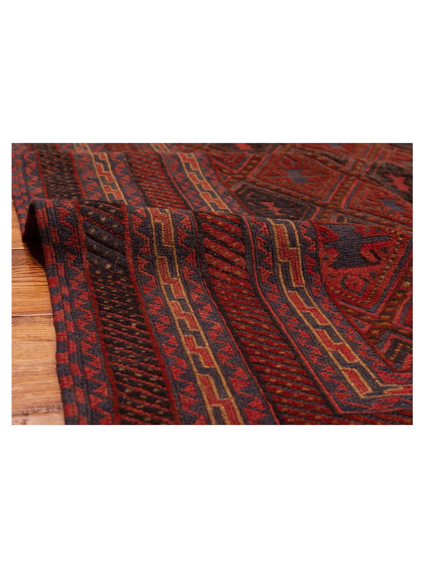 Nomad Afghan Soumak 121808 Charcoal Red Tribal Hand Woven Rug