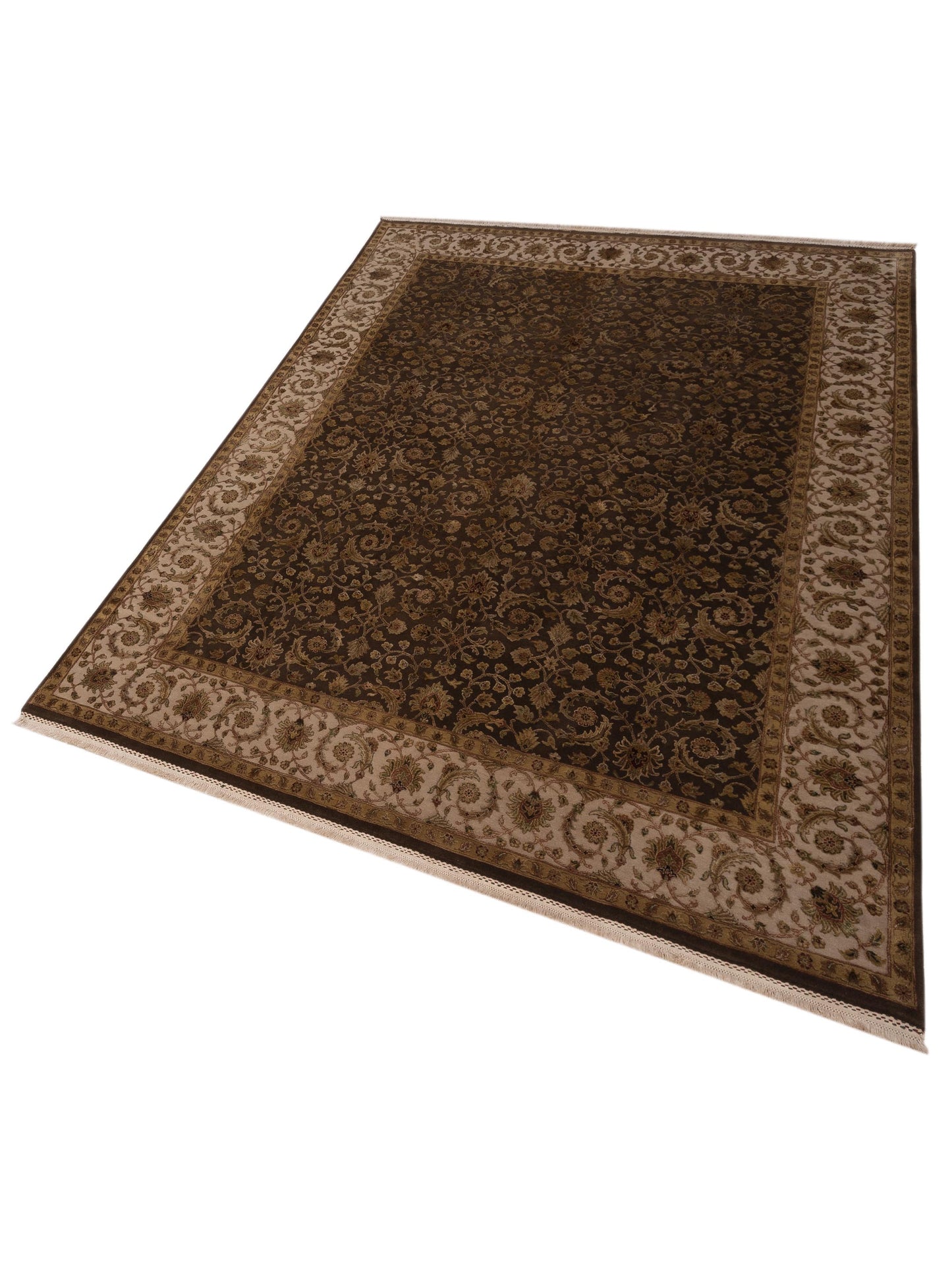 Rajpur Imperial Silk 122299 Brown Ivory Traditional Hand Knotted Rug