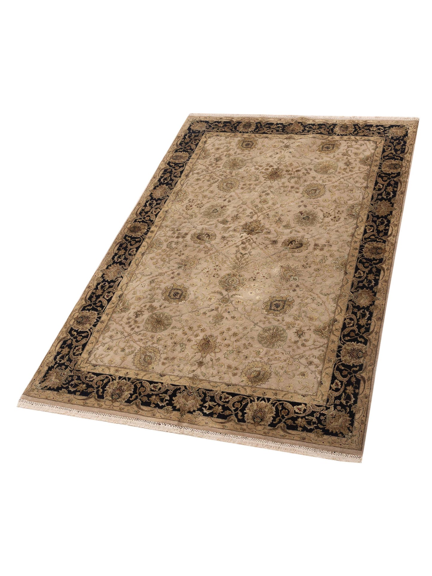 Rajpur Imperial Silk 122497 Beige Black Traditional Hand Knotted Rug