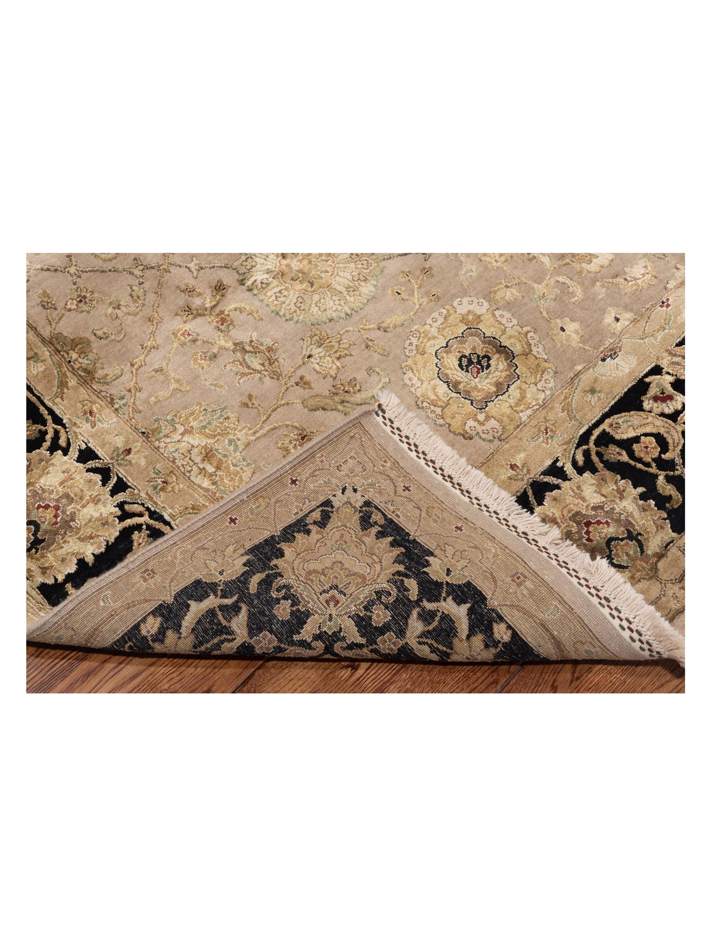 Rajpur Imperial Silk 122497 Beige Black Traditional Hand Knotted Rug