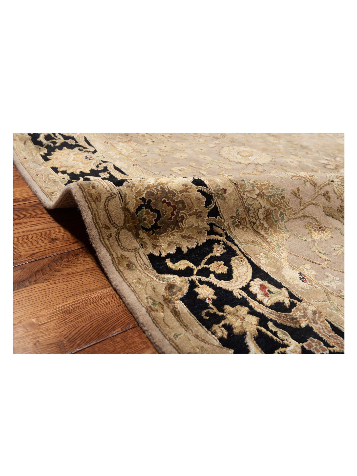 Rajpur Imperial Silk 122497 Beige Black Traditional Hand Knotted Rug