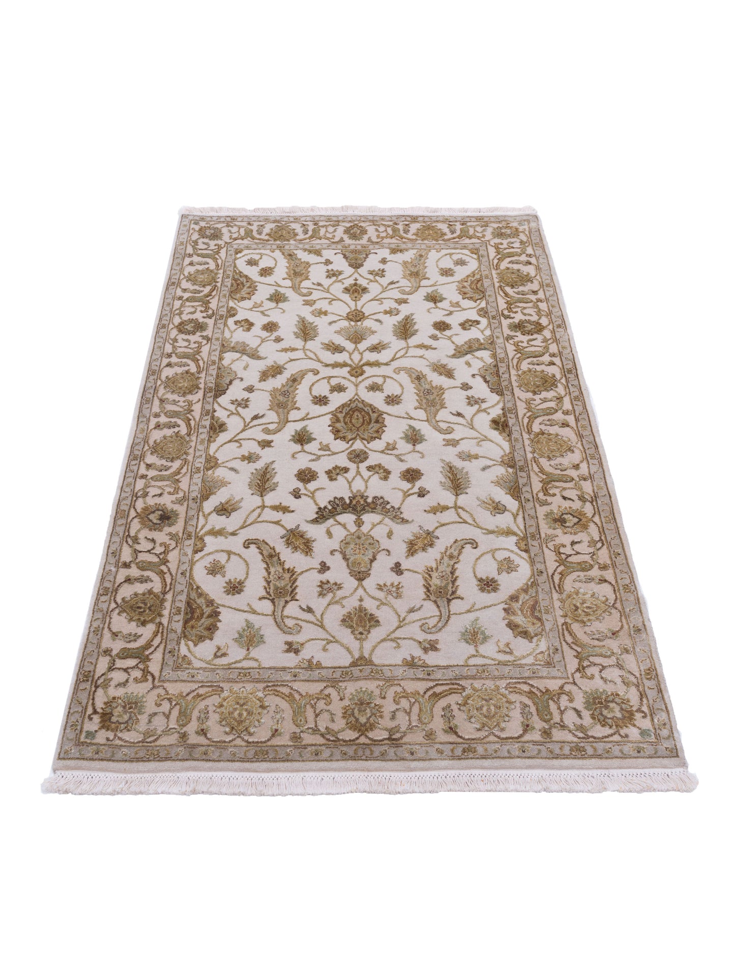 Rajpur Imperial Silk 122501 Ivory Beige Traditional Hand Knotted Rug - 3x5