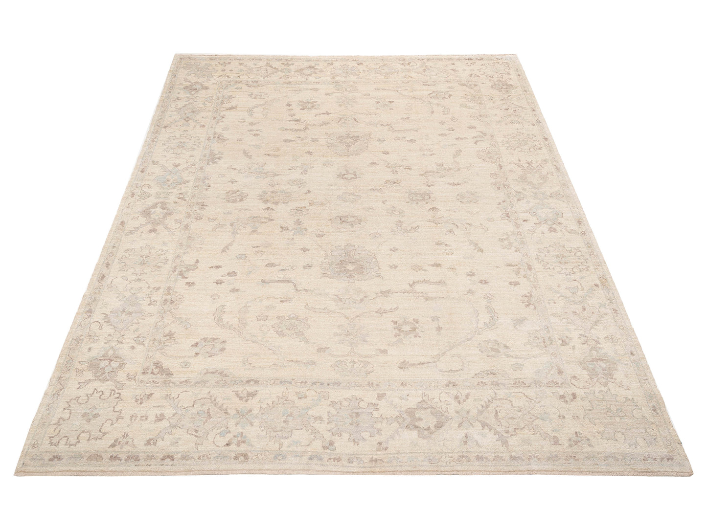 Authentic Angora Oushak Bade Ivory Ivory Traditional Hand Knotted Rug