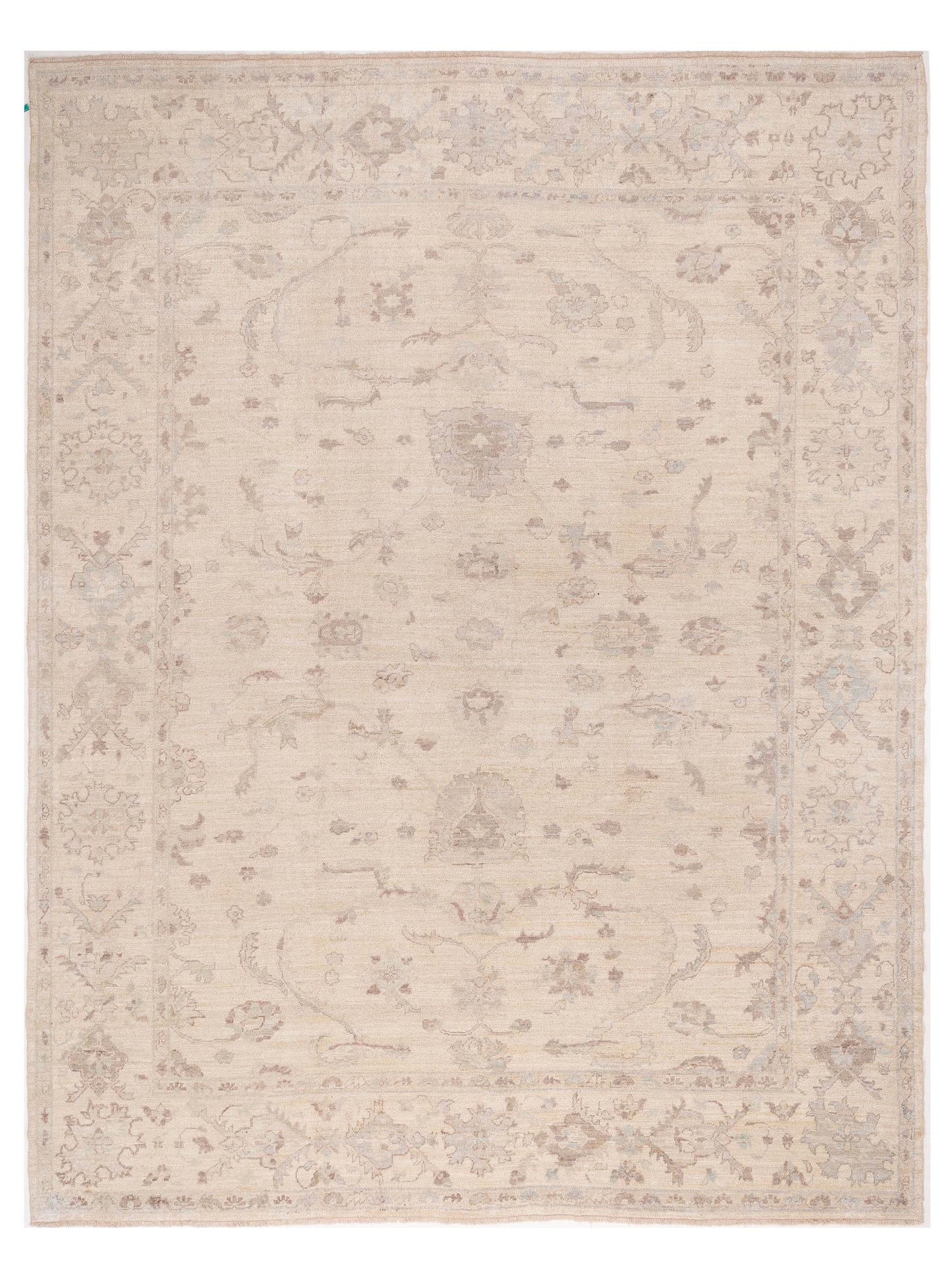 Authentic Angora Oushak Bade Ivory Traditional Hand Knotted Rug