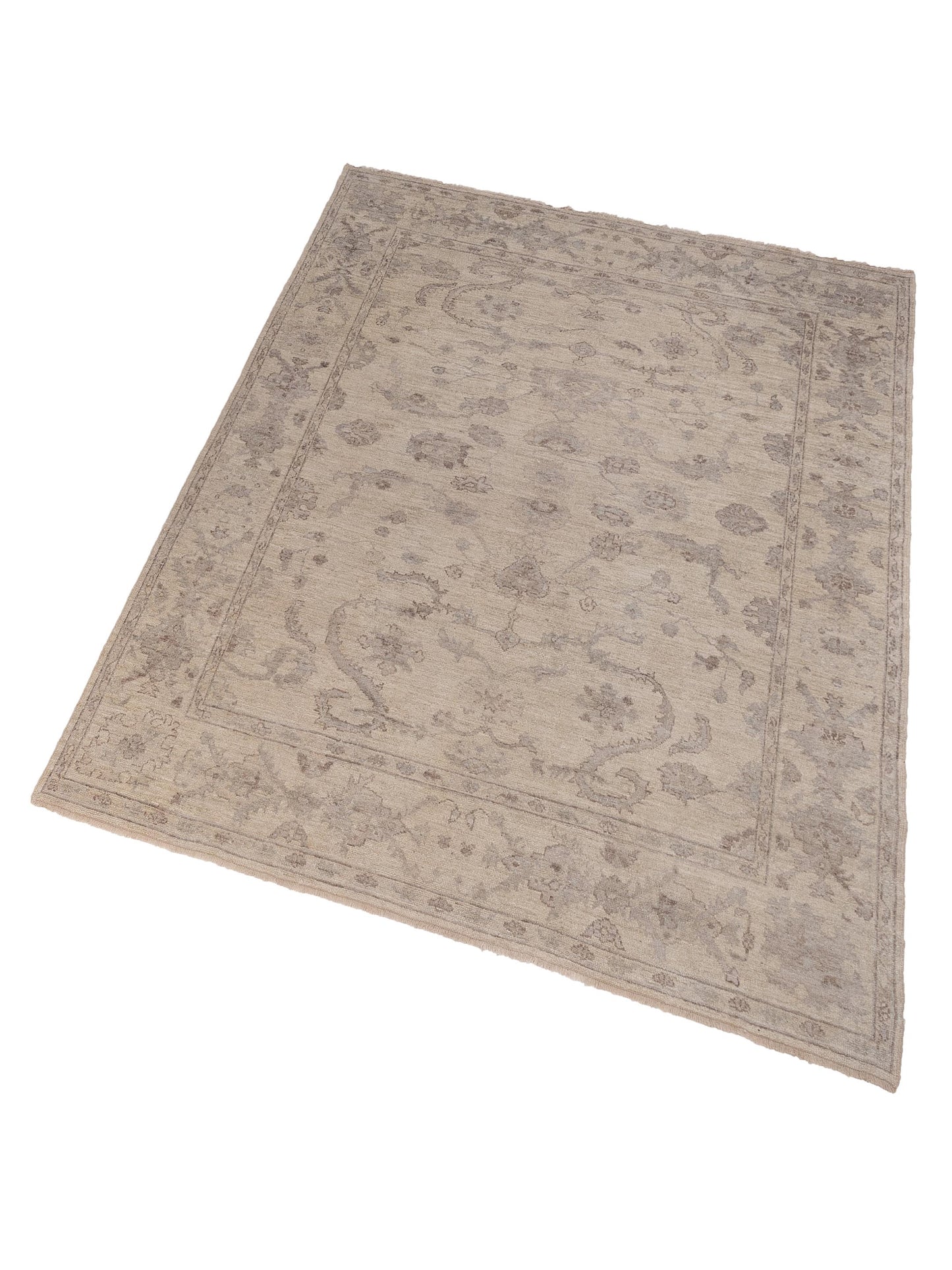 Authentic Angora Oushak Bade Ivory Ivory Traditional Hand Knotted Rug