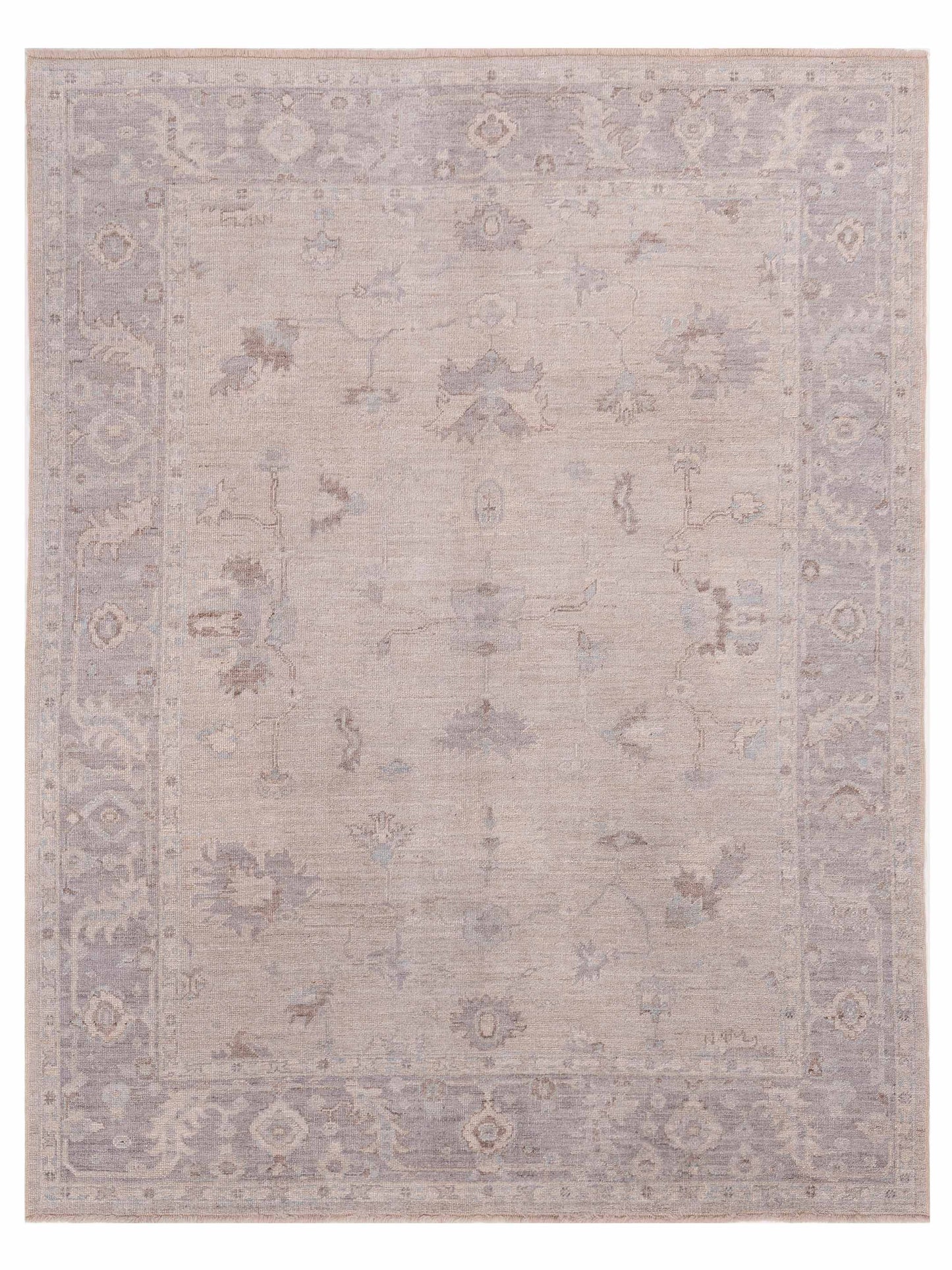 Authentic Angora Oushak Sezen Silver Traditional Hand Knotted Rug