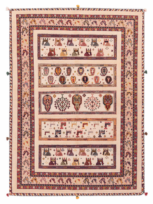 Rajpur Soumak Tribal 123714 Ivory Tribal Hand Woven Rug