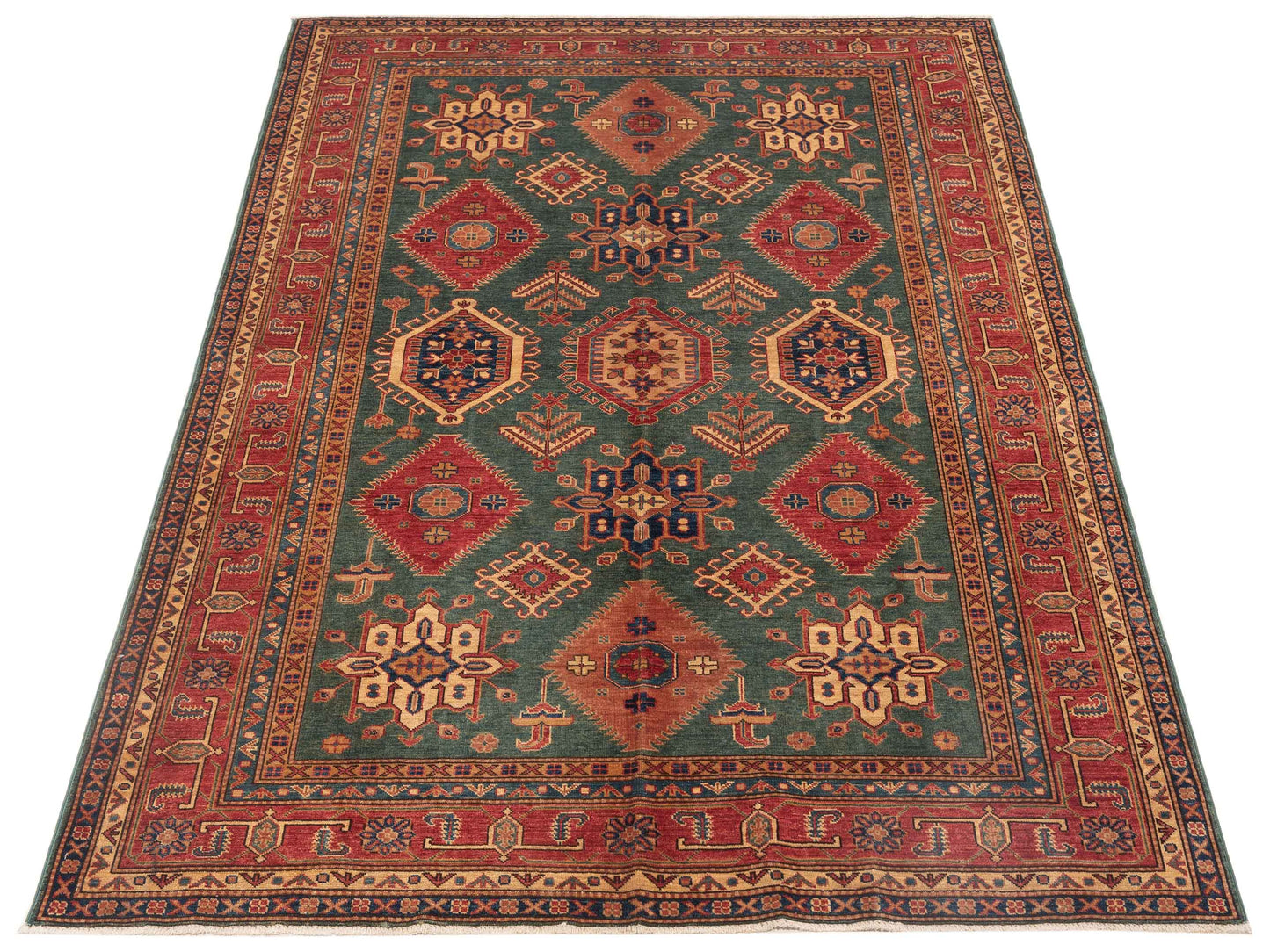 Nomad Kars 124137 Green Red Tribal Hand Knotted Rug