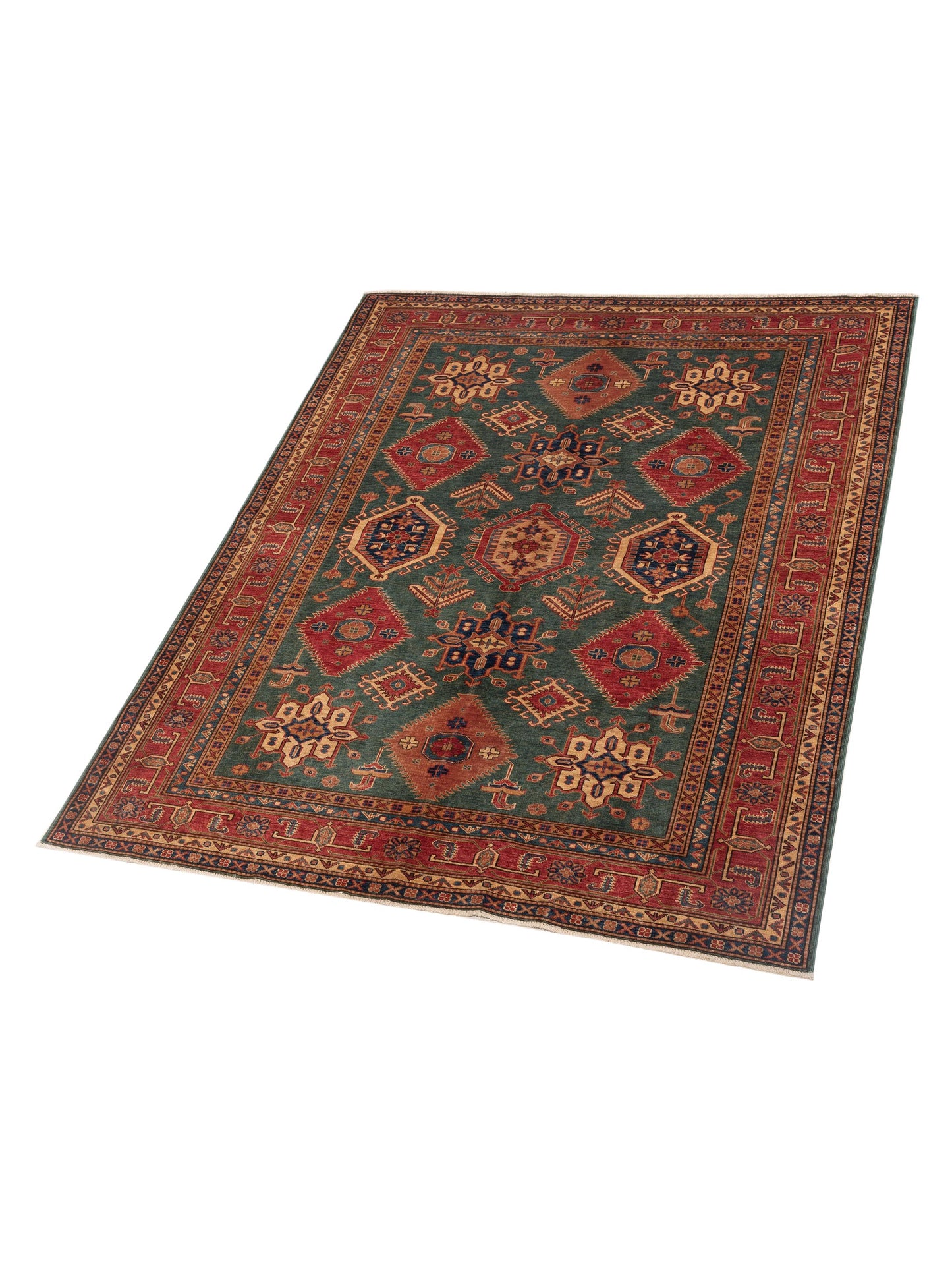 Nomad Kars 124137 Green Red Tribal Hand Knotted Rug