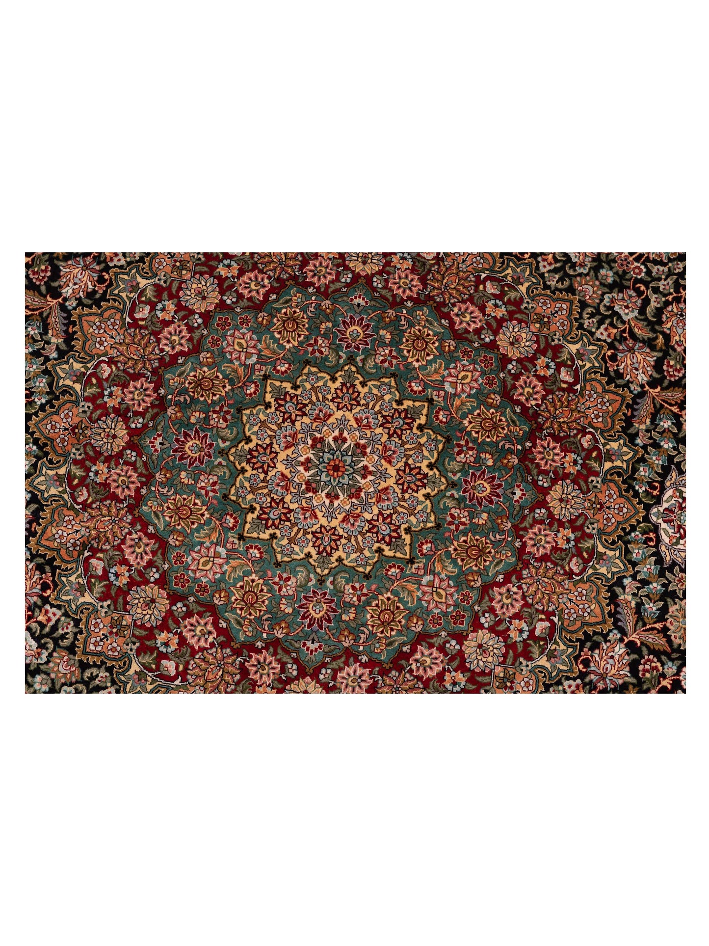 Pasha Pure Silk 124203 Navy Red Traditional Hand Knotted Rug