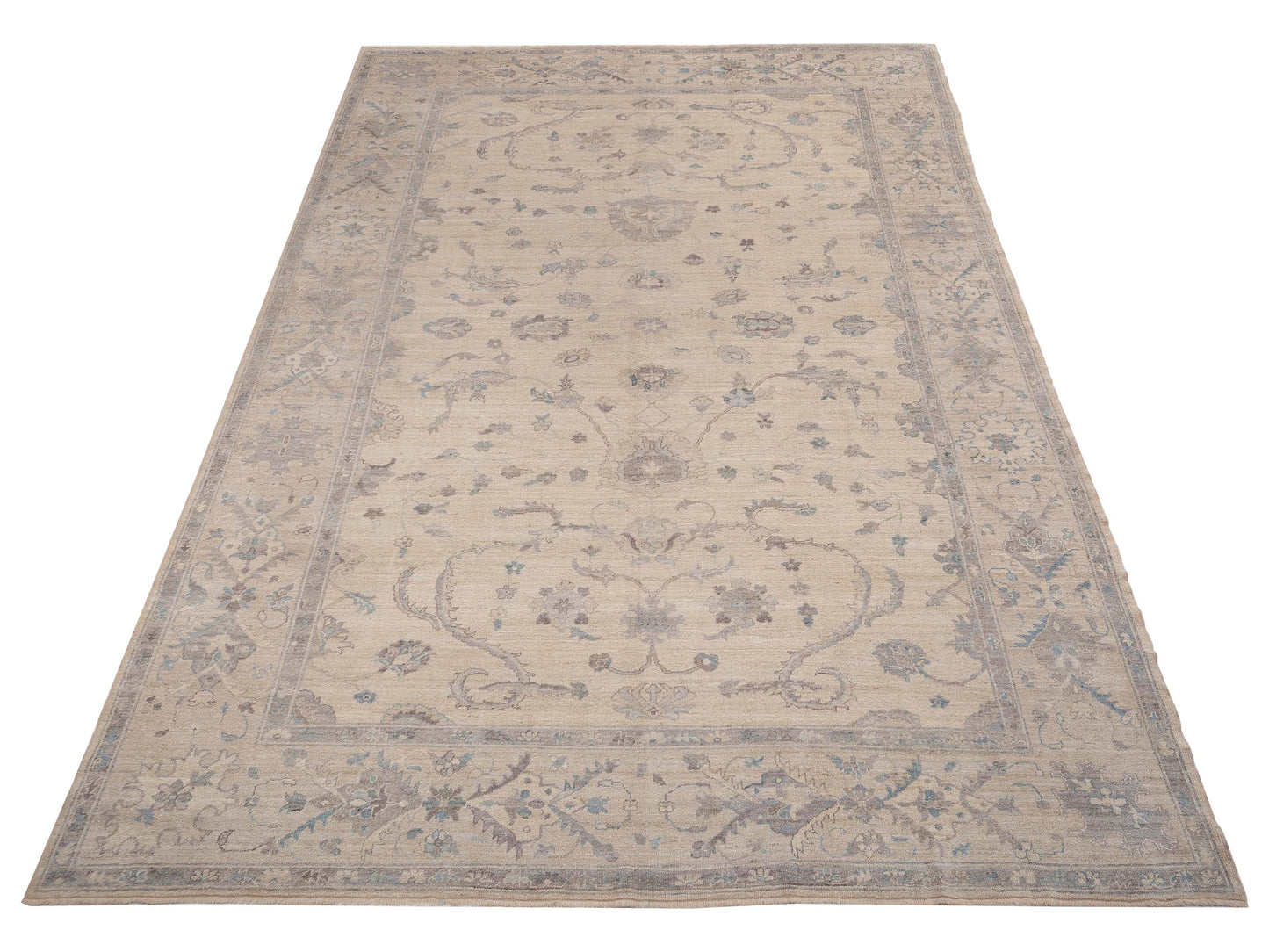 Authentic Angora Oushak Bade Ivory Ivory Traditional Hand Knotted Rug