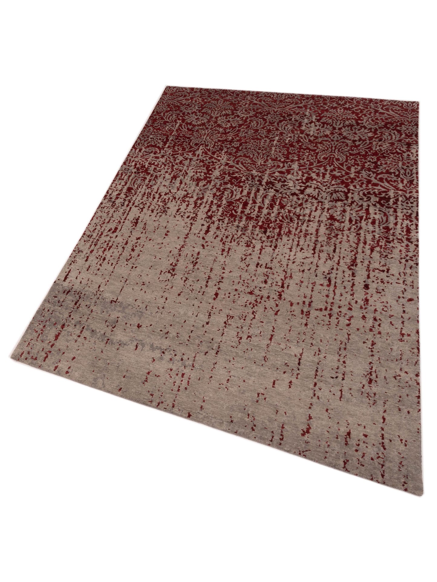 Siena Tibetino 124330 Silver Red Contemporary Hand Knotted Rug