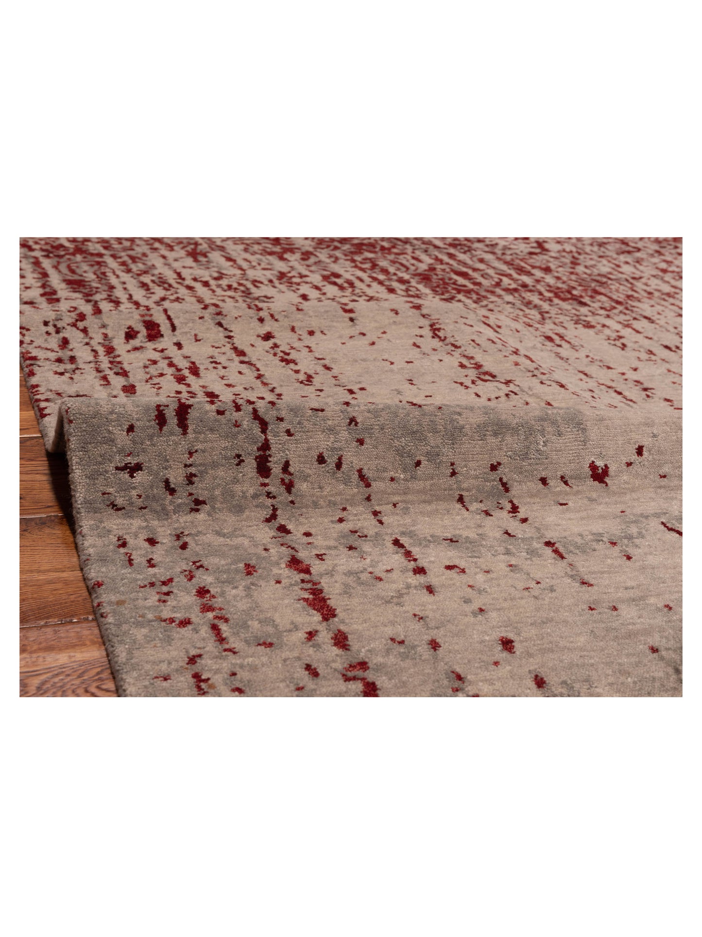 Siena Tibetino 124330 Silver Red Contemporary Hand Knotted Rug