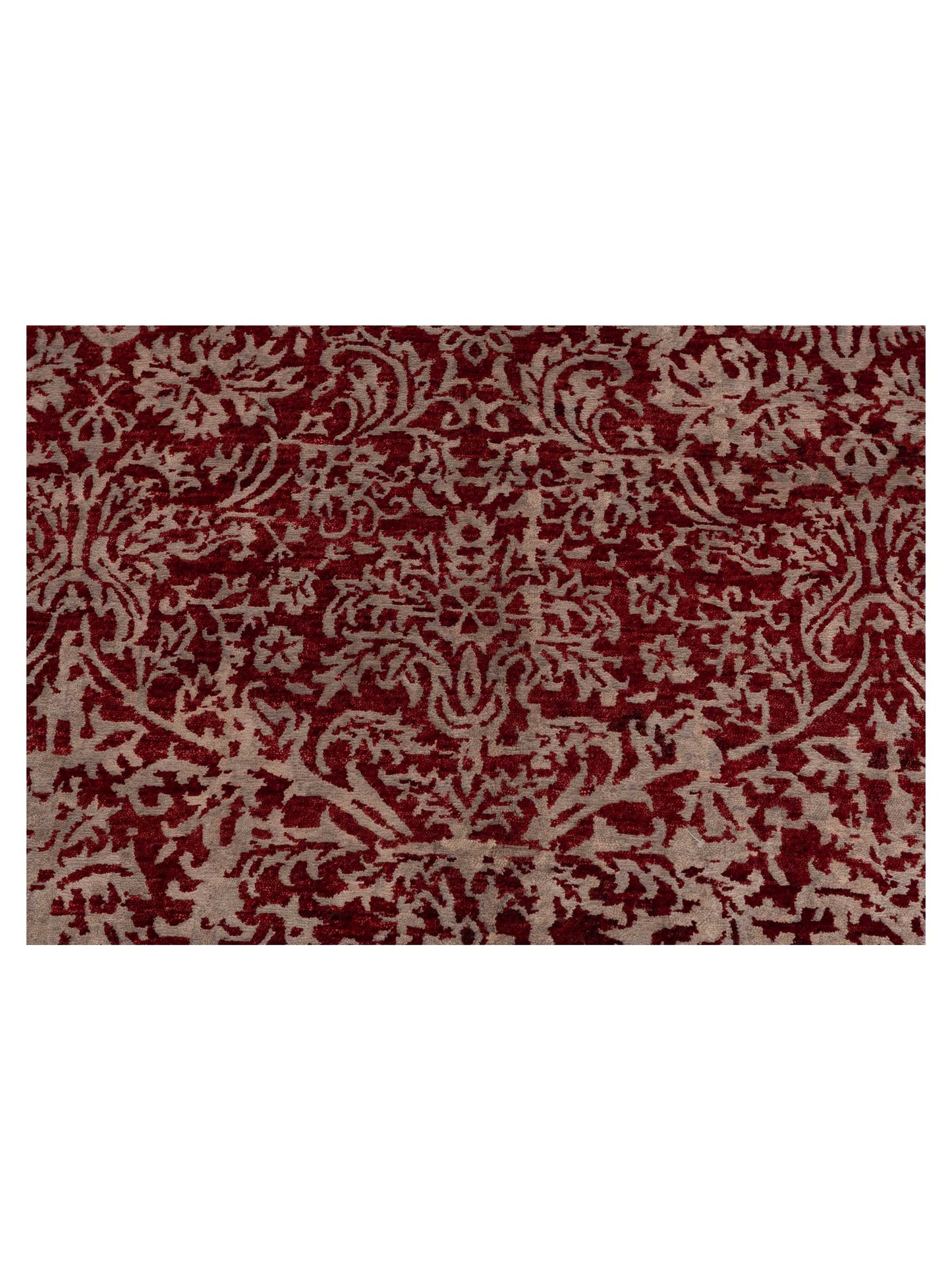 Siena Tibetino 124330 Silver Red Contemporary Hand Knotted Rug