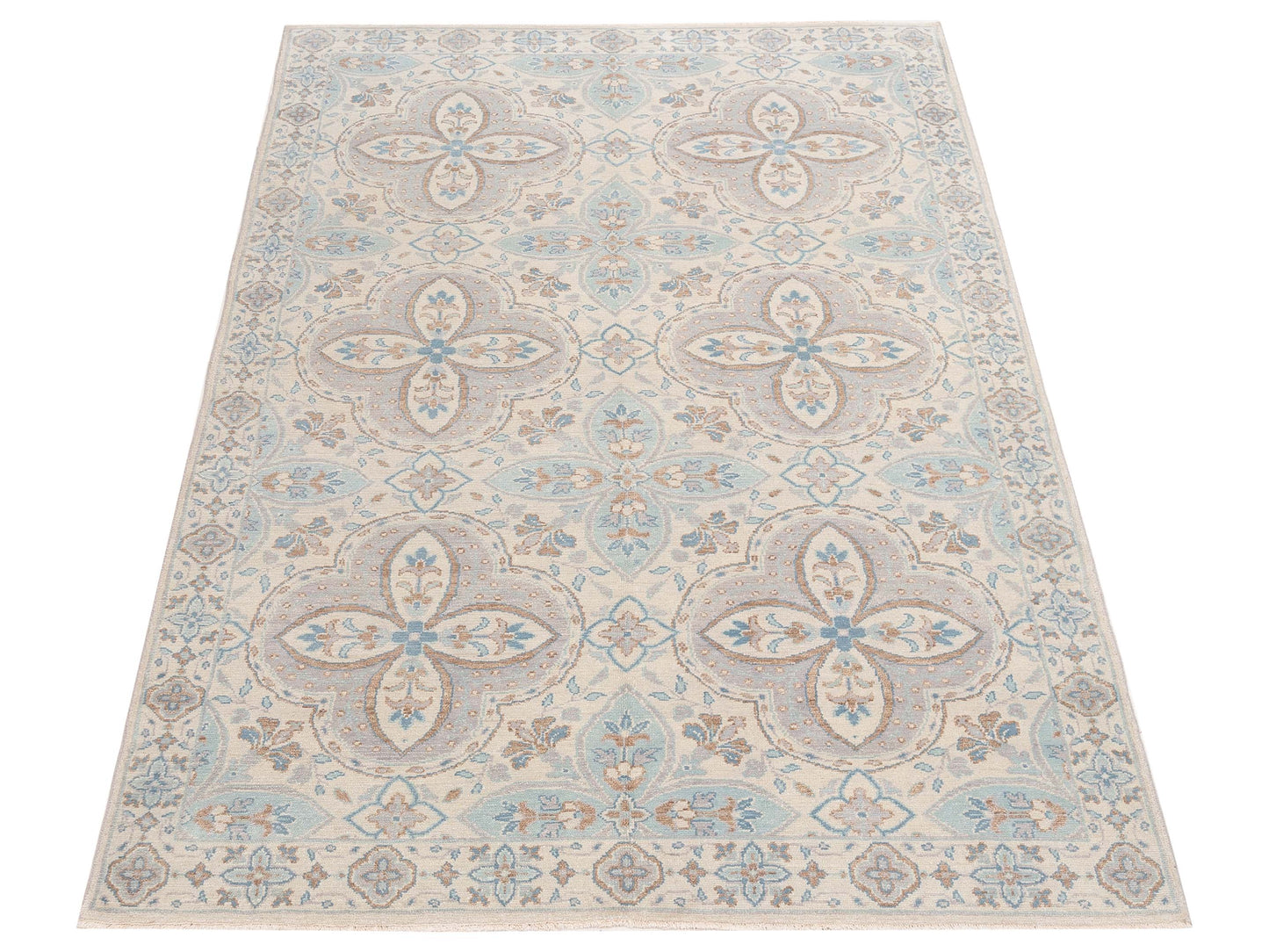 Rajpur Andalusia 124335 Ivory Blue Transitional Hand Knotted Rug