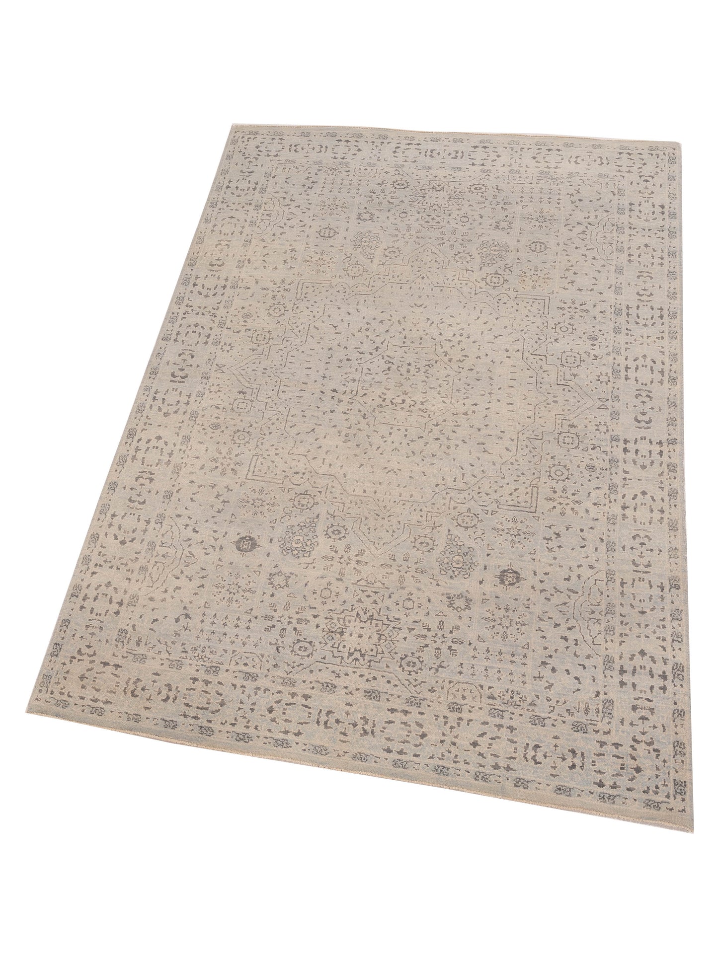 Nomad Laila 125077 Silver Silver Transitional Hand Knotted Rug