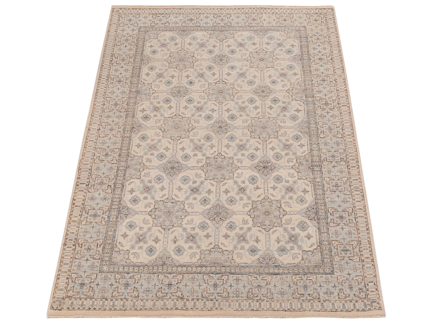 Nomad Laila 125082 Ivory Blue Transitional Hand Knotted Rug