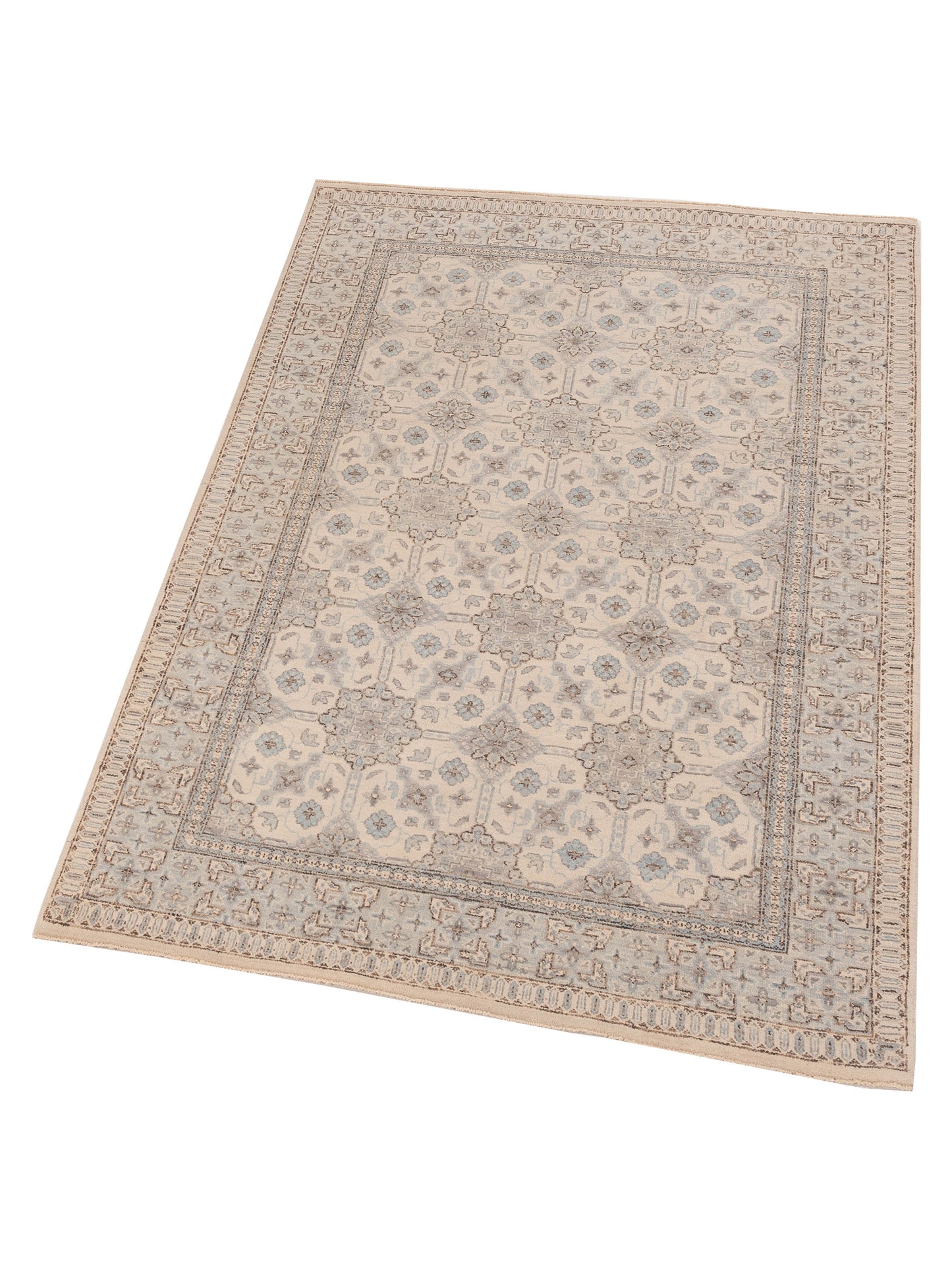 Nomad Laila 125082 Ivory Blue Transitional Hand Knotted Rug