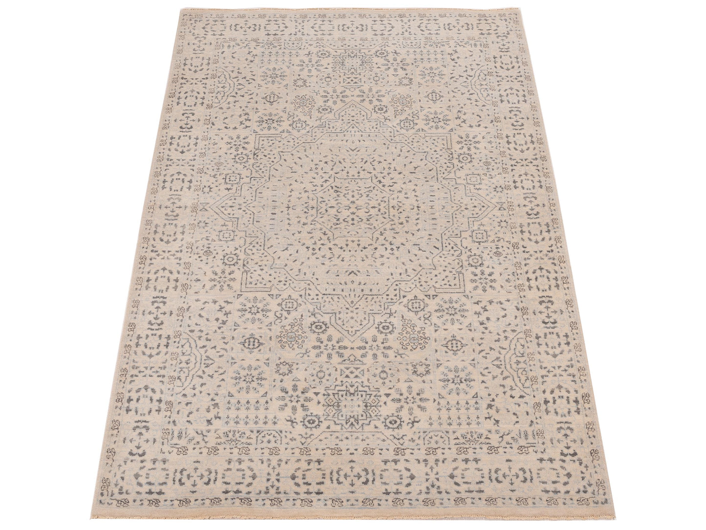 Nomad Laila 125088 Ivory Ivory Transitional Hand Knotted Rug - 4x6