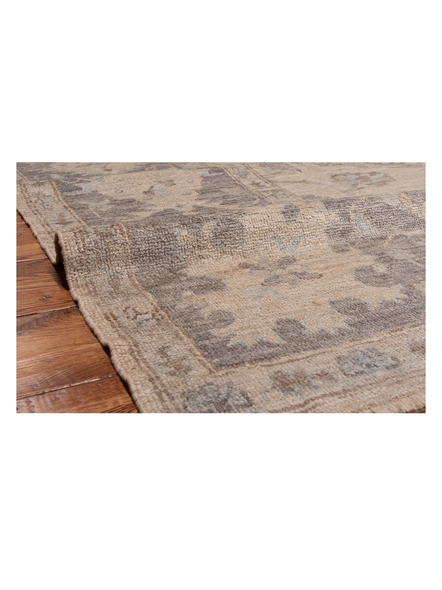 Authentic Angora Oushak Bade Ivory Silver Traditional Hand Knotted Rug