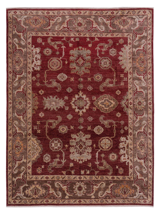 Authentic Angora Oushak Pinar Red Traditional Hand Knotted Rug