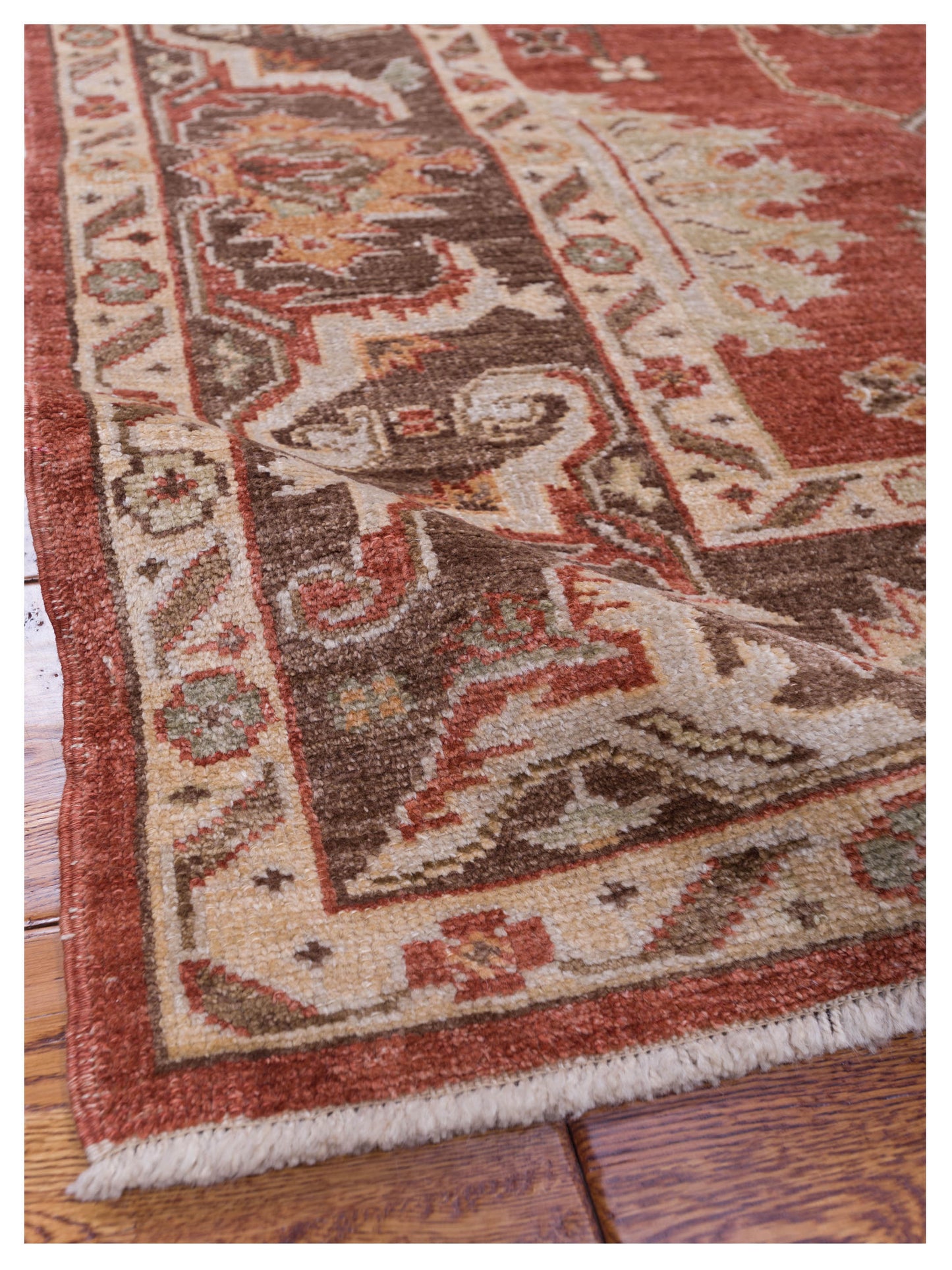 Authentic Angora Oushak Pinar Rust Brown Traditional Hand Knotted Rug