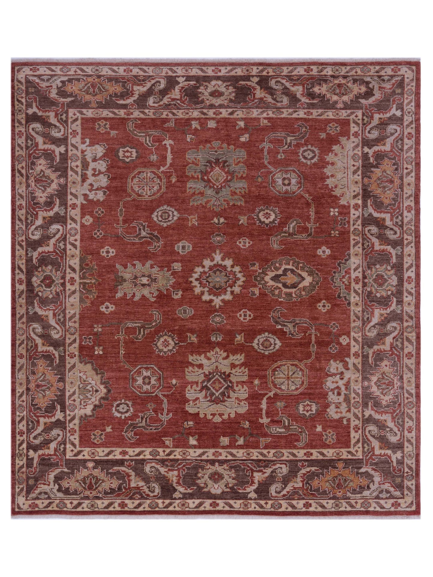 Authentic Angora Oushak Pinar Rust Traditional Hand Knotted Rug