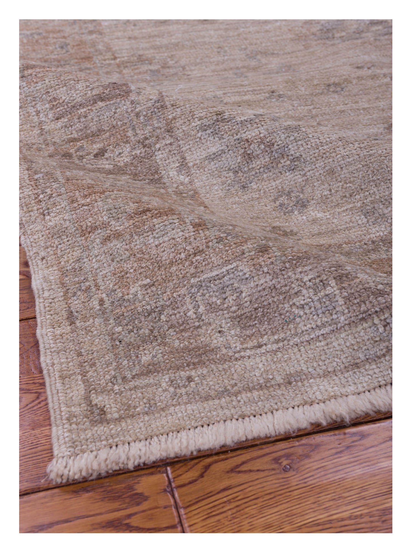 Authentic Angora Oushak Arzu Beige Brown Traditional Hand Knotted Rug