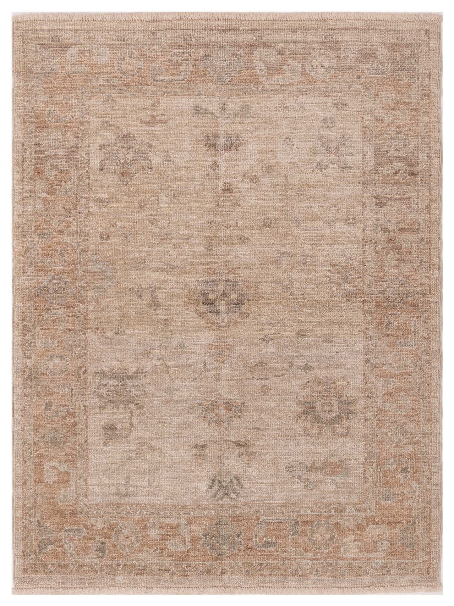 Authentic Angora Oushak Arzu Beige Traditional Hand Knotted Rug