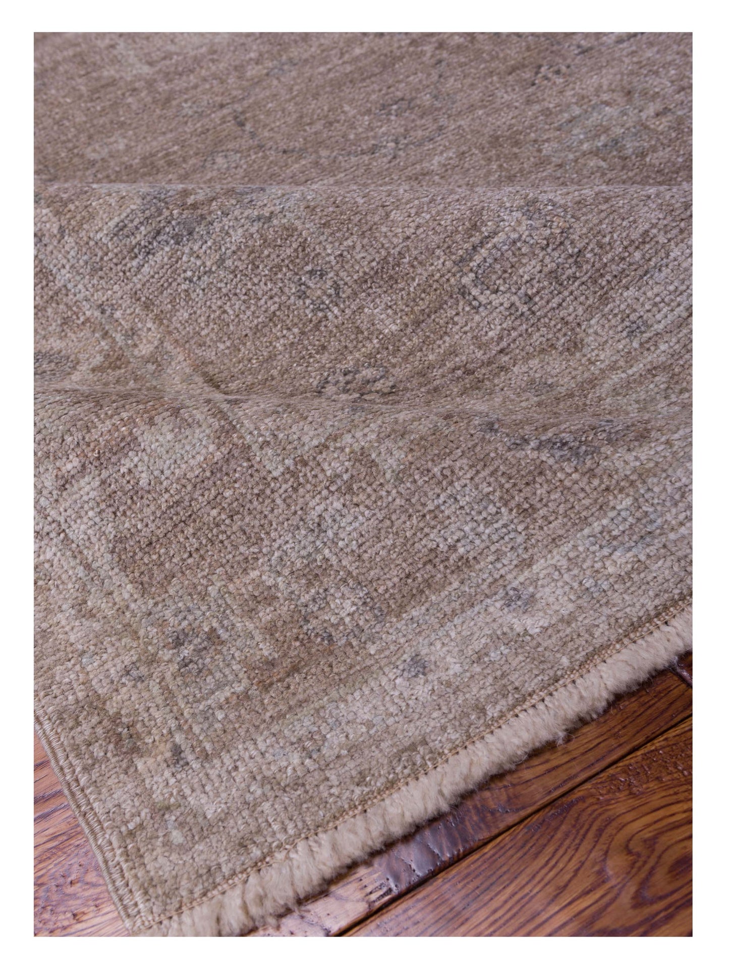 Authentic Angora Oushak Arzu Beige Dark Gray Traditional Hand Knotted Rug