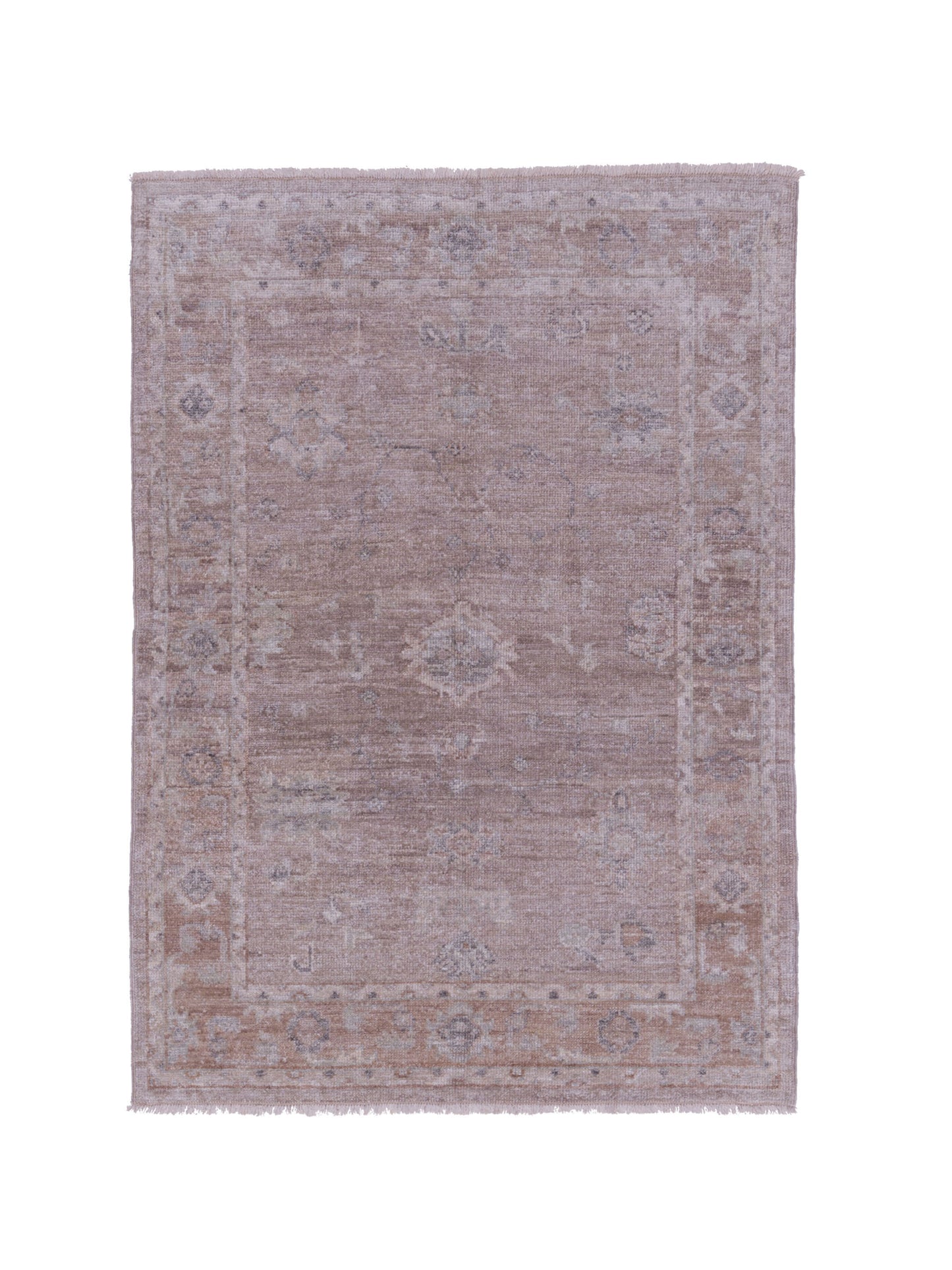 Authentic Angora Oushak Arzu Beige Traditional Hand Knotted Rug