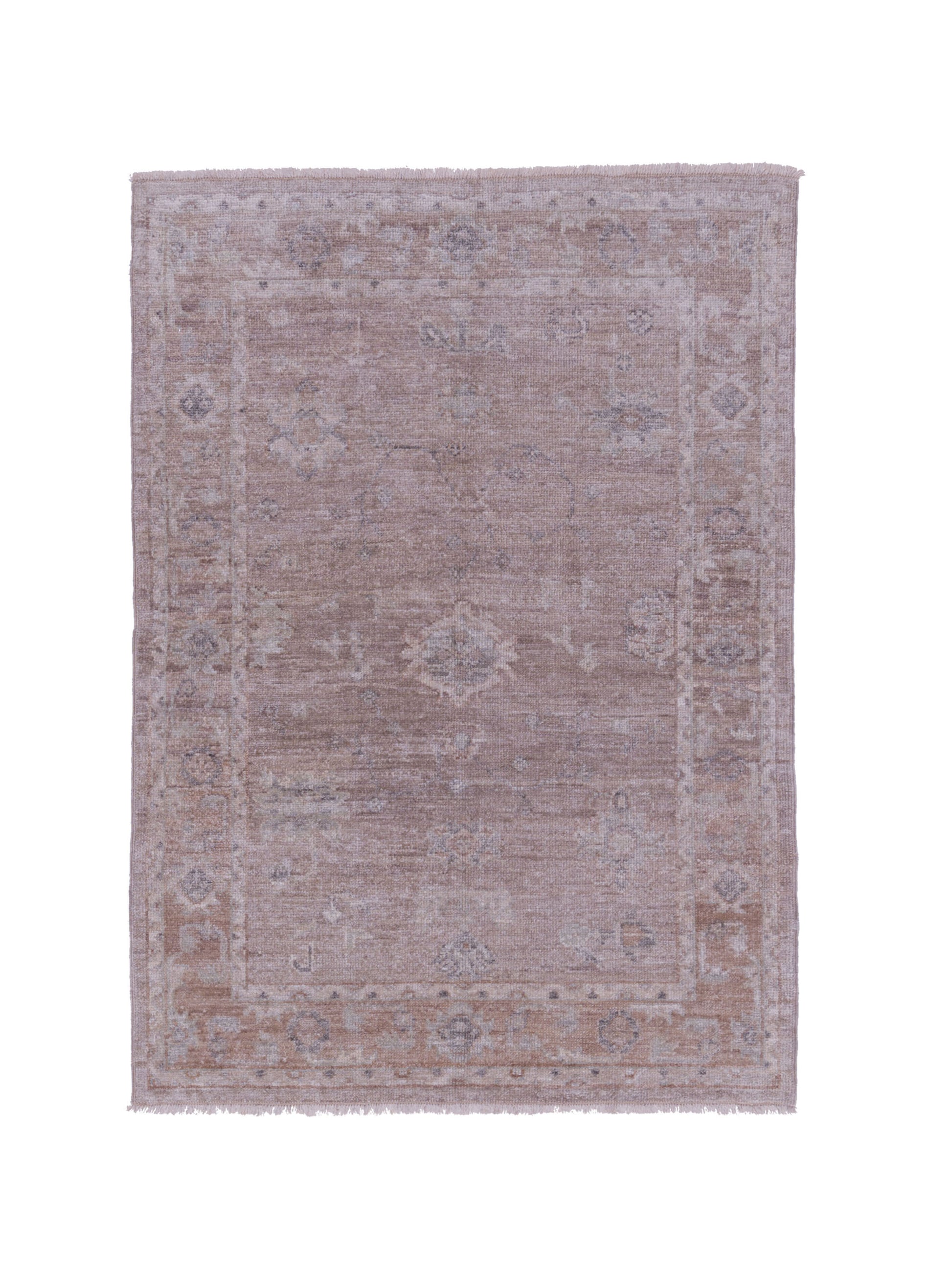 Authentic Angora Oushak Arzu Beige Traditional Hand Knotted Rug